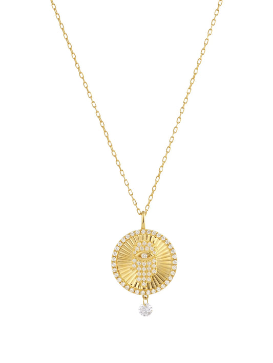 18K yellow gold diamond main de Fatma necklace