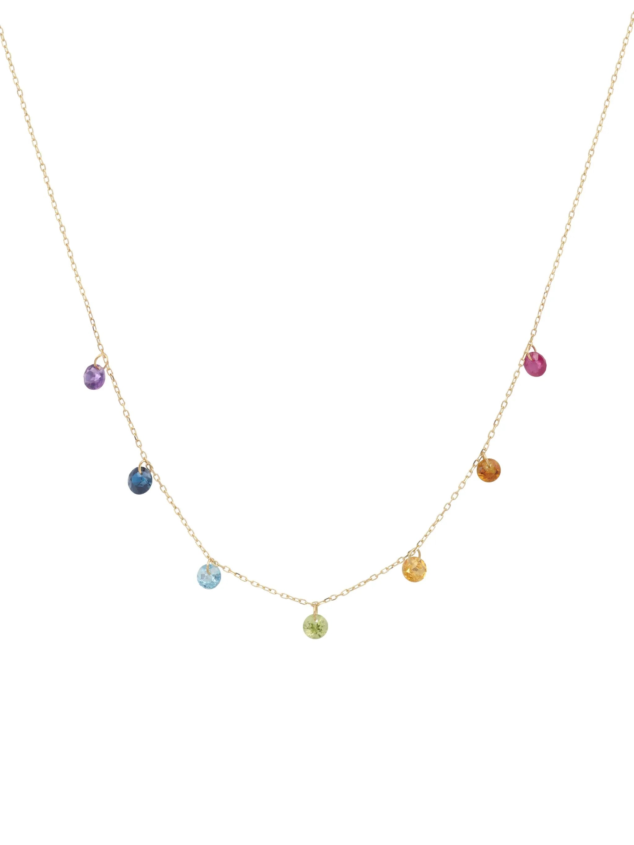 18K yellow gold precious stones necklace
