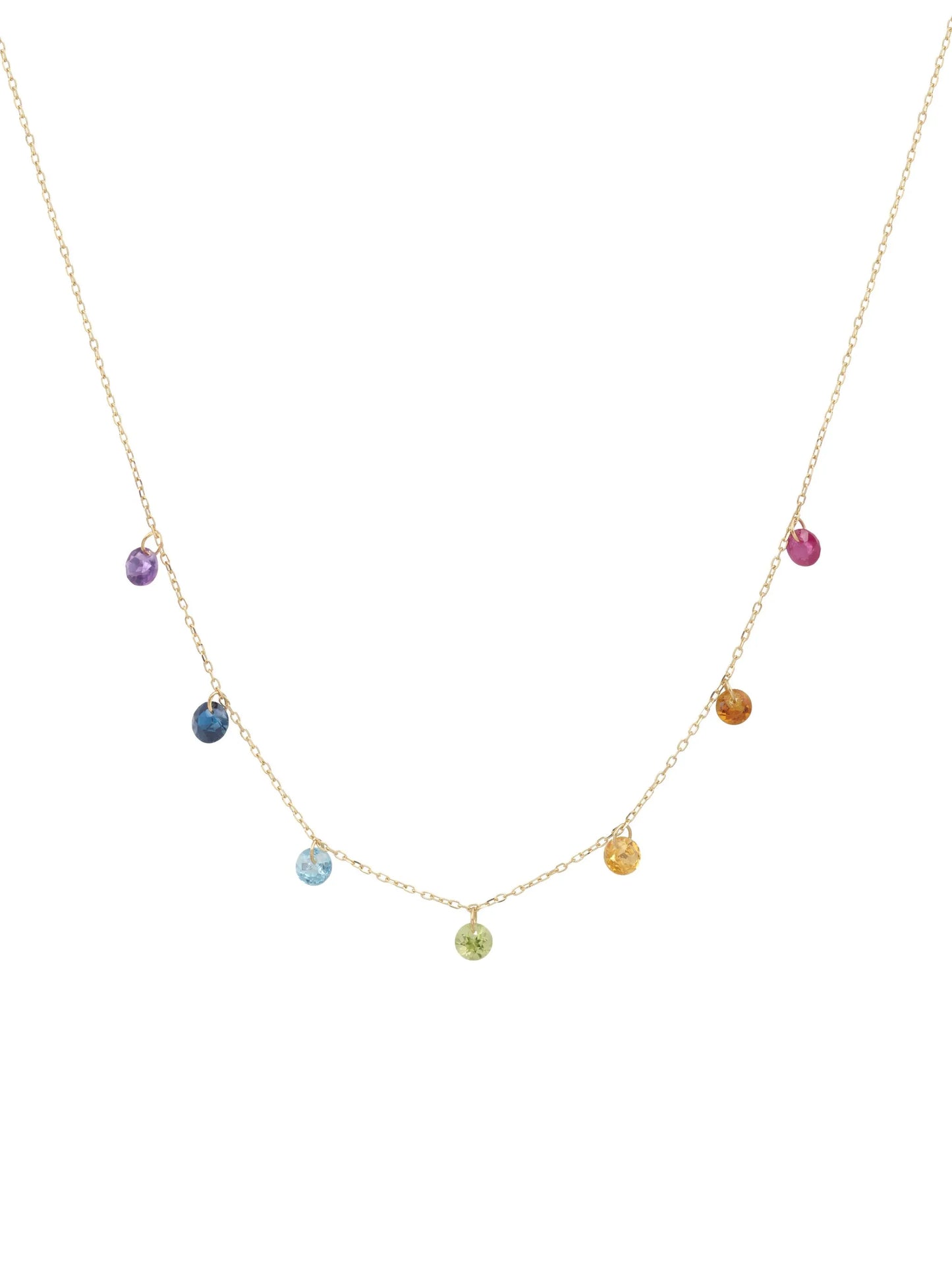 18K yellow gold precious stones necklace