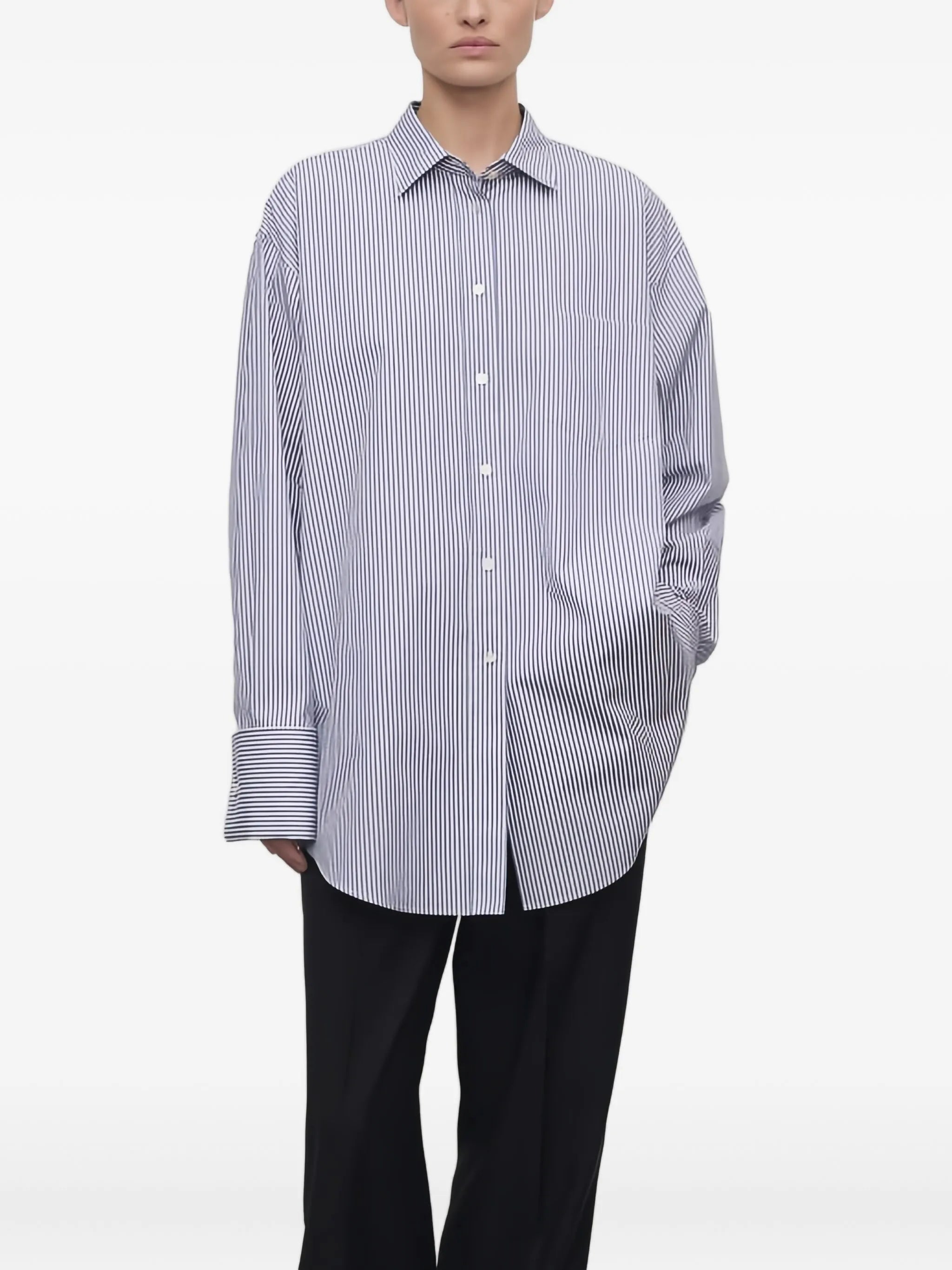 stripe-pattern cotton shirt