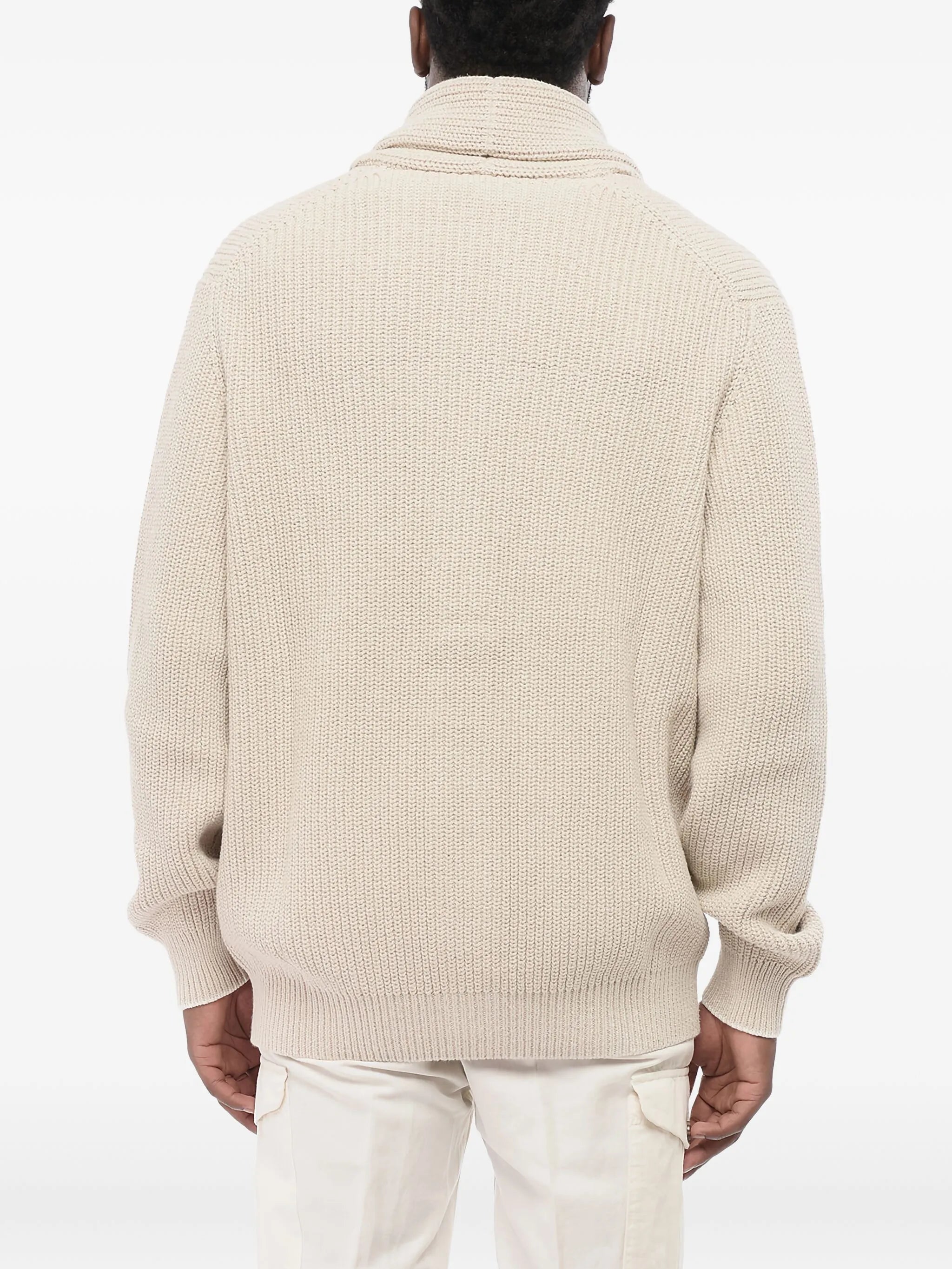 shawl-collar button-up cardigan