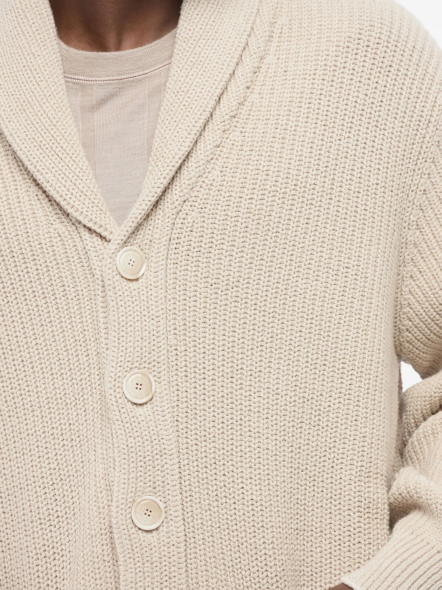 shawl-collar button-up cardigan