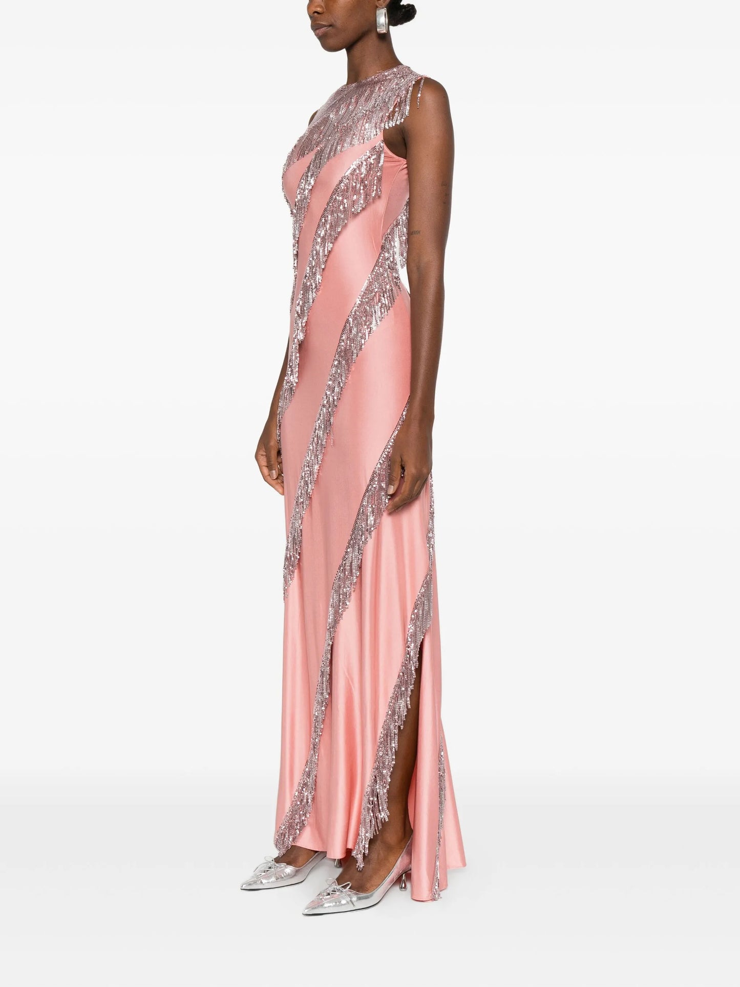 sequin-fringe maxi dress