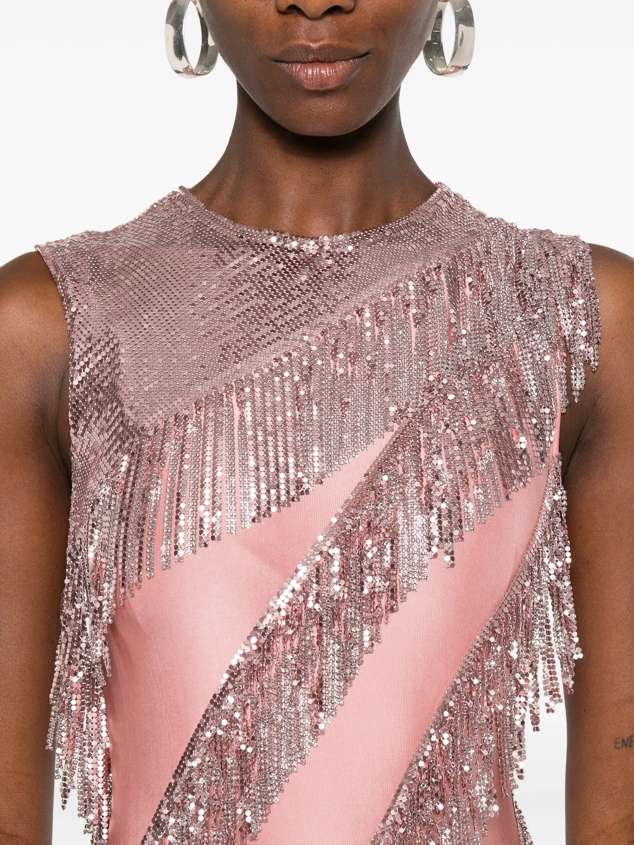sequin-fringe maxi dress