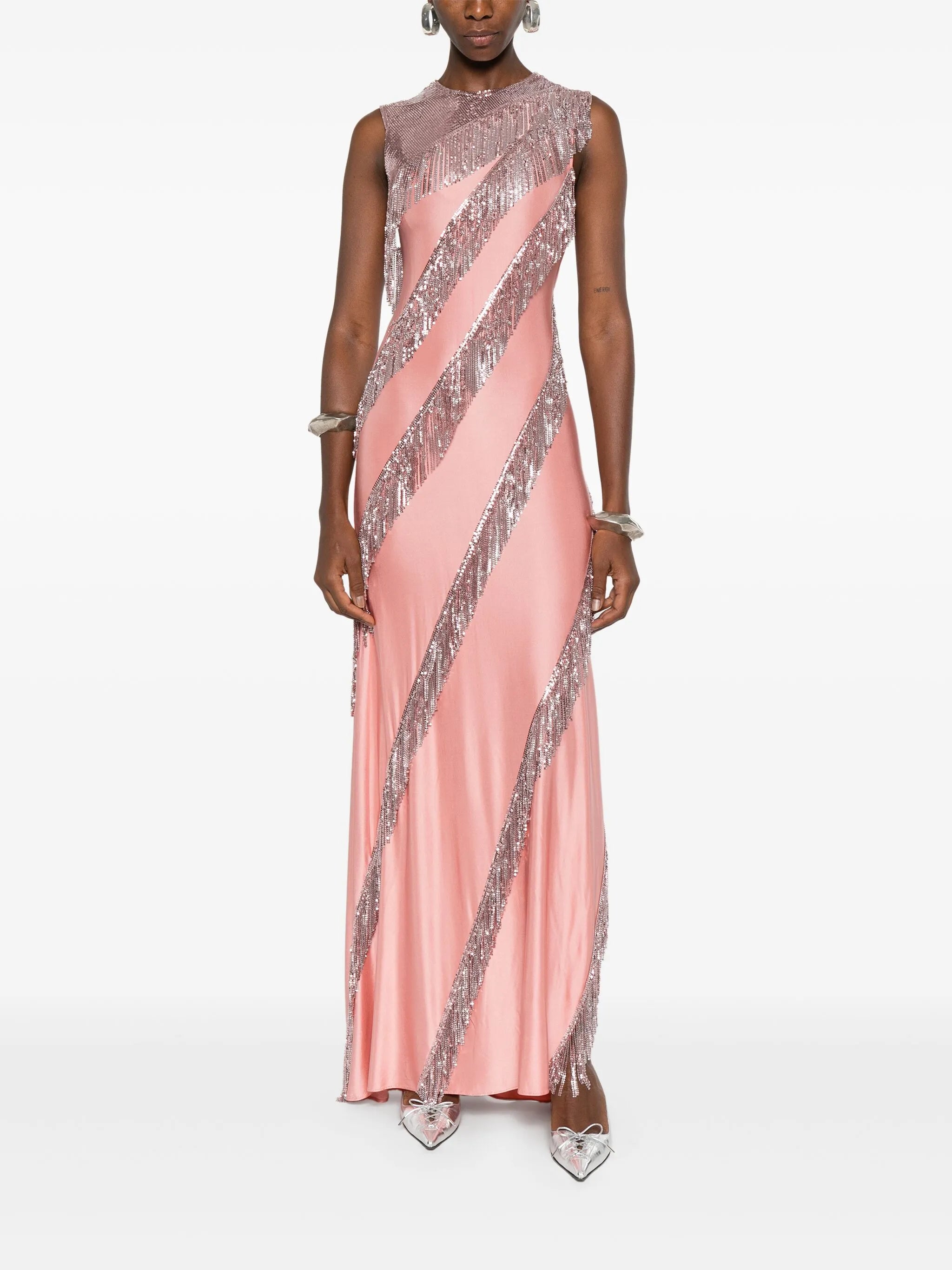 sequin-fringe maxi dress