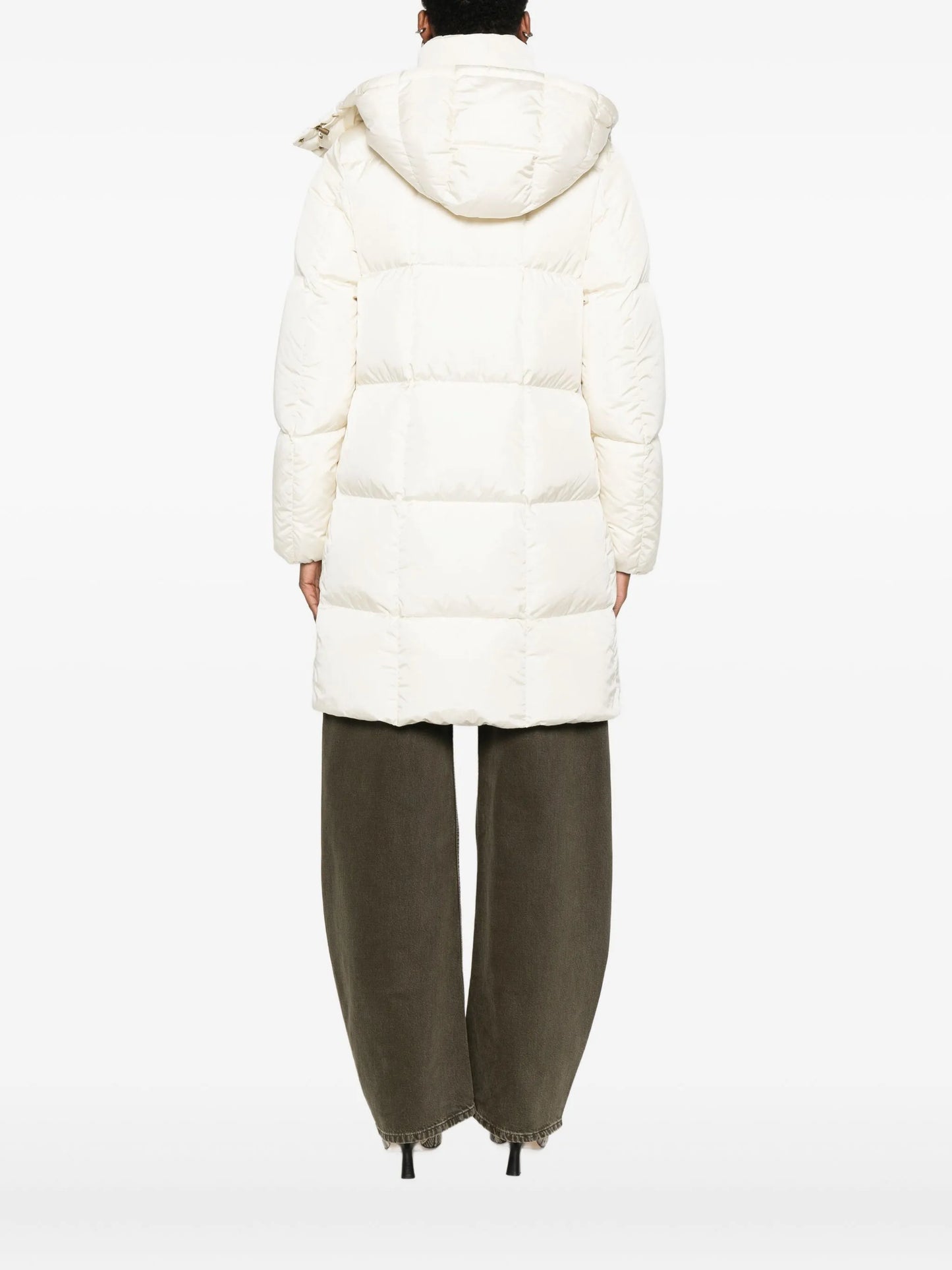 quilted hooded single-breasted coat