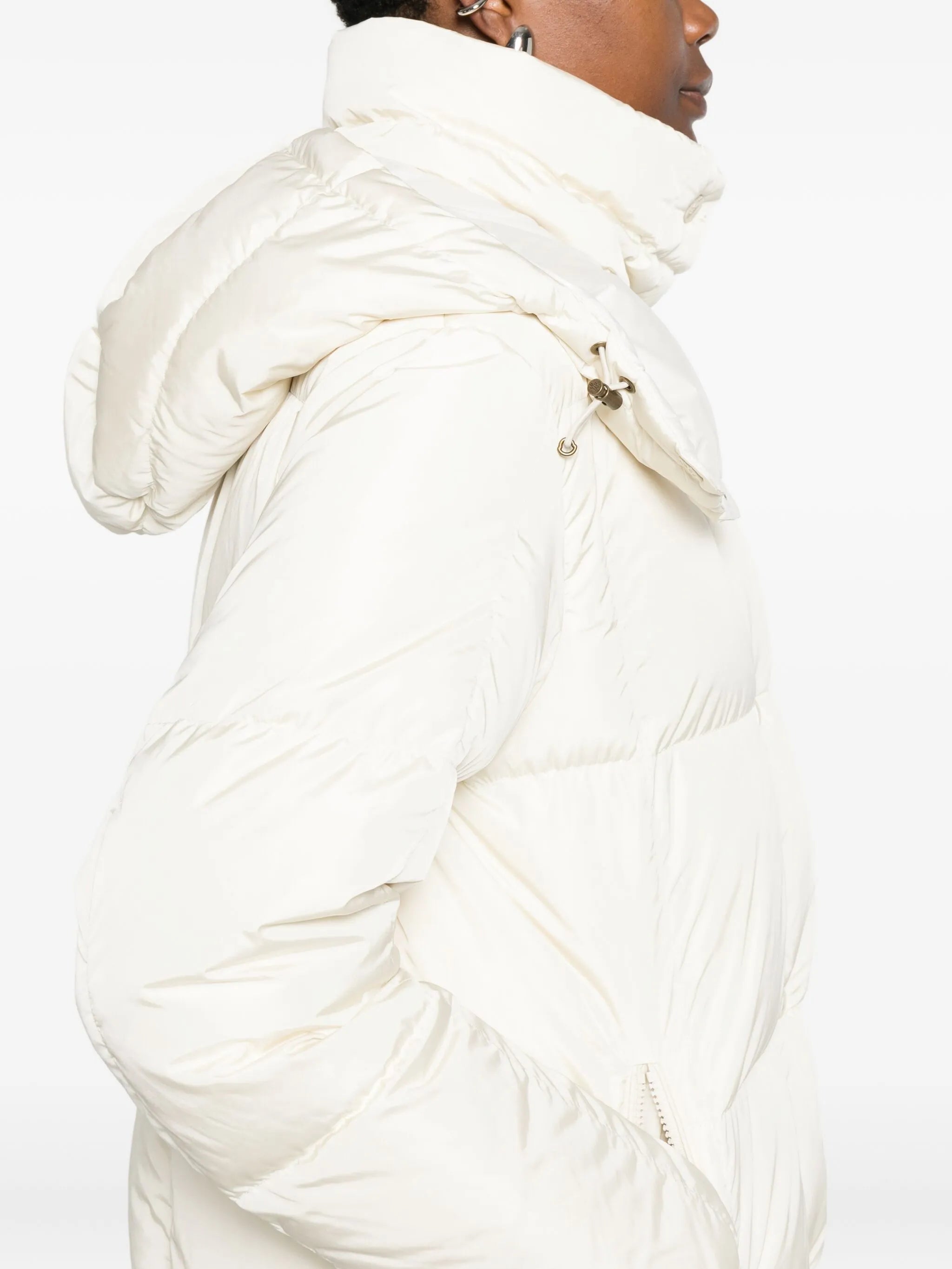 quilted hooded single-breasted coat