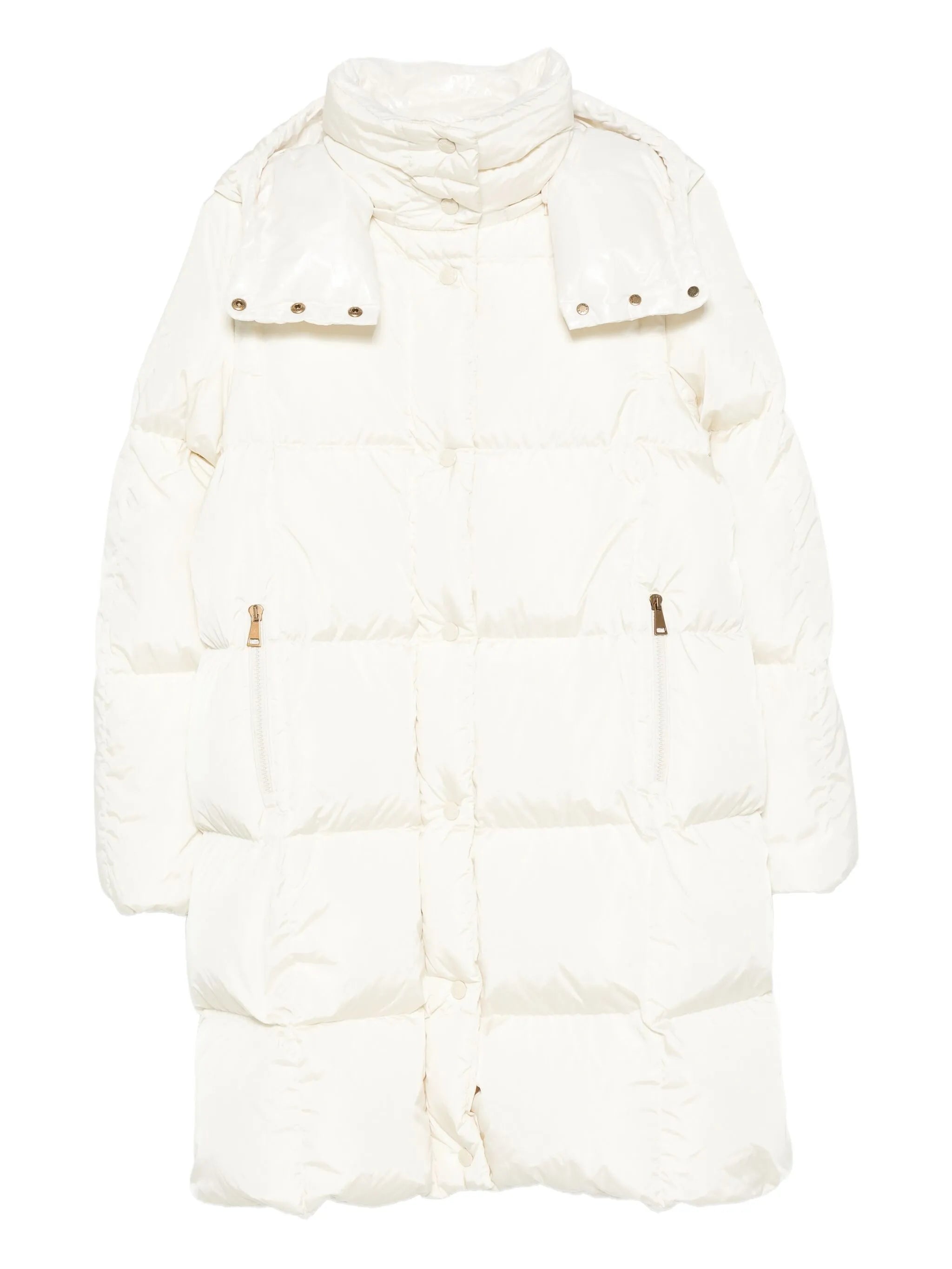 quilted hooded single-breasted coat