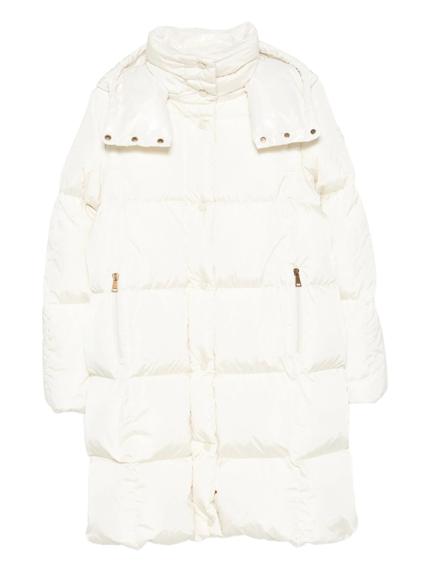 quilted hooded single-breasted coat