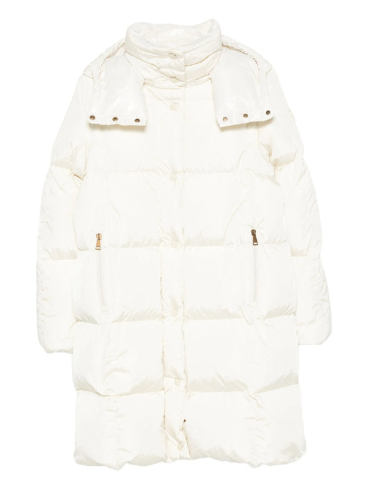quilted hooded single-breasted coat