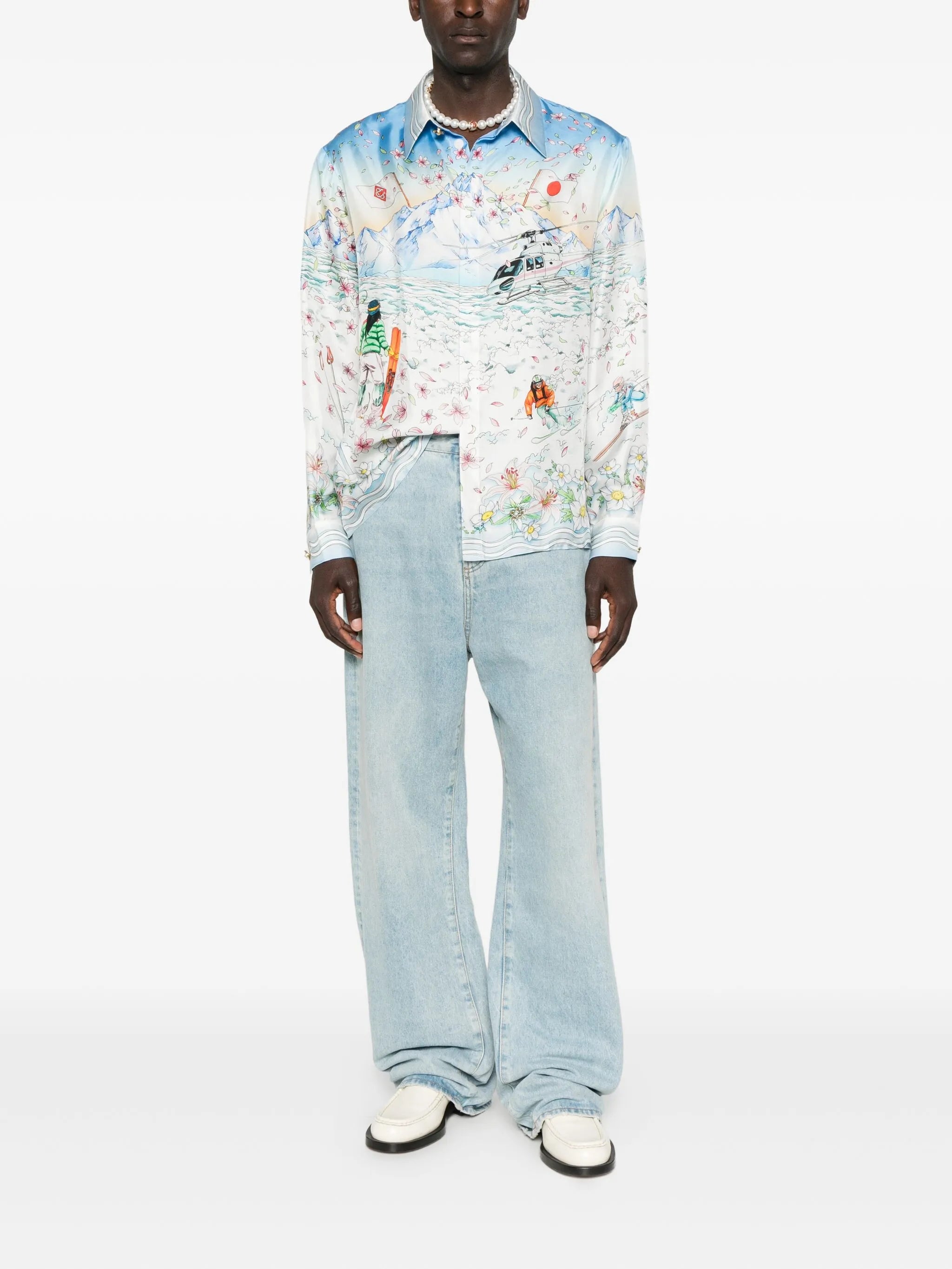 long-sleeve graphic-print shirt