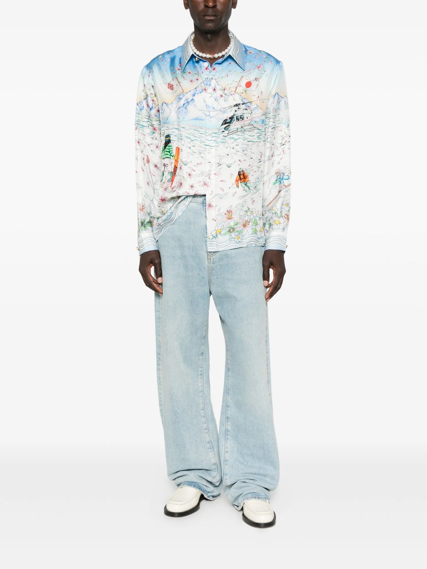 long-sleeve graphic-print shirt