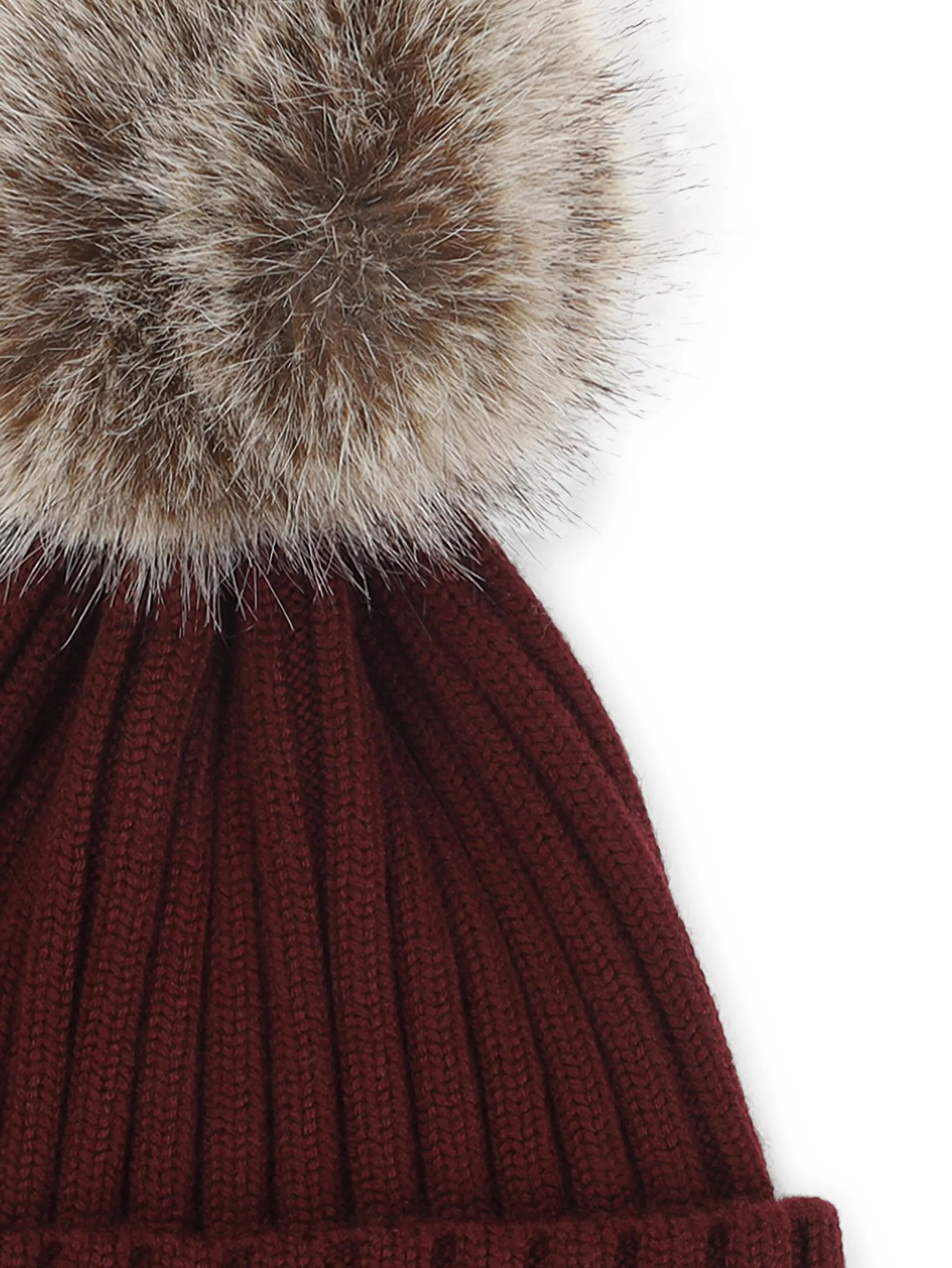 ribbed pompom-detail beanie