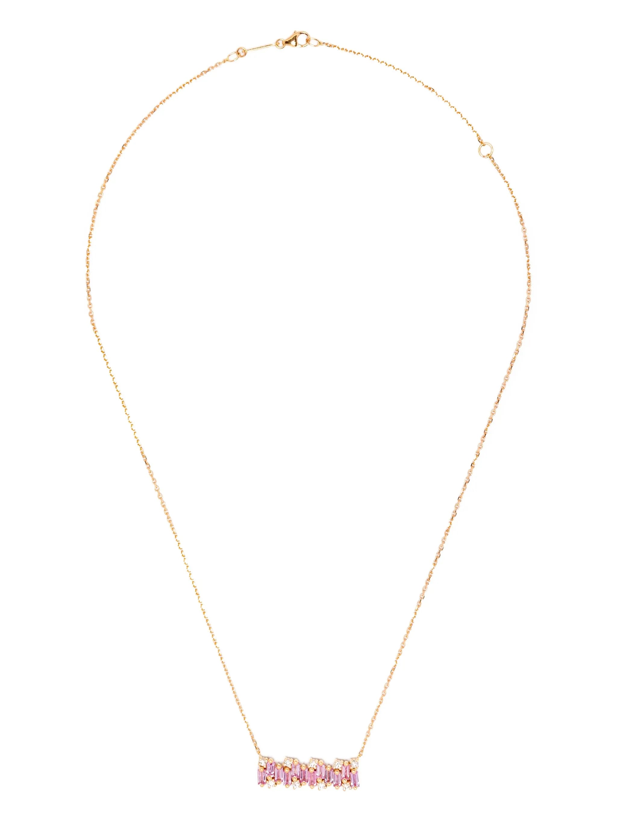 18K rose gold pink sapphire pendant necklace
