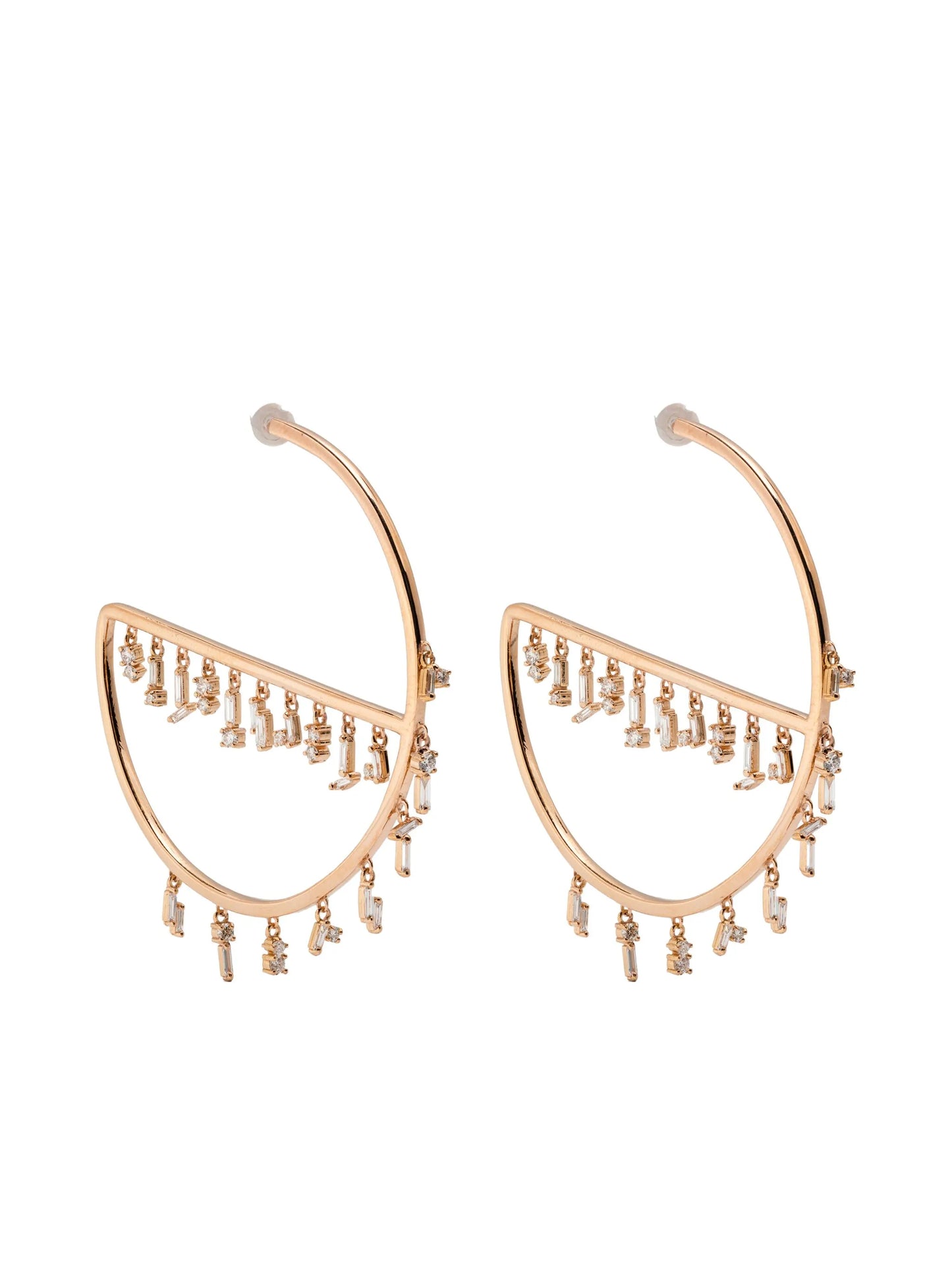 18K yellow gold diamond hoop earrings