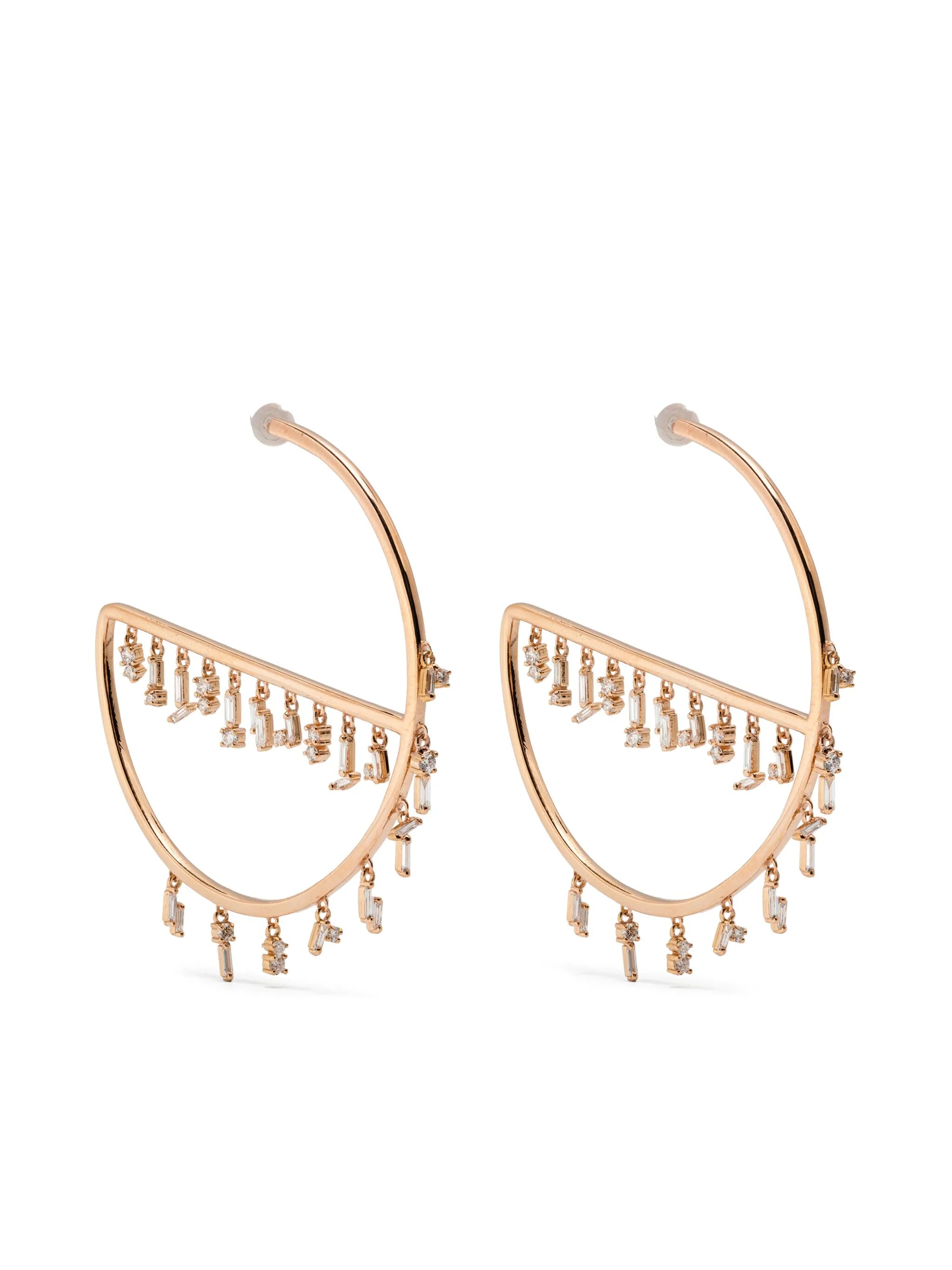 18K yellow gold diamond hoop earrings