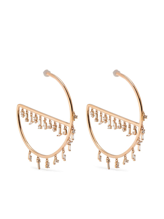 18K yellow gold diamond hoop earrings