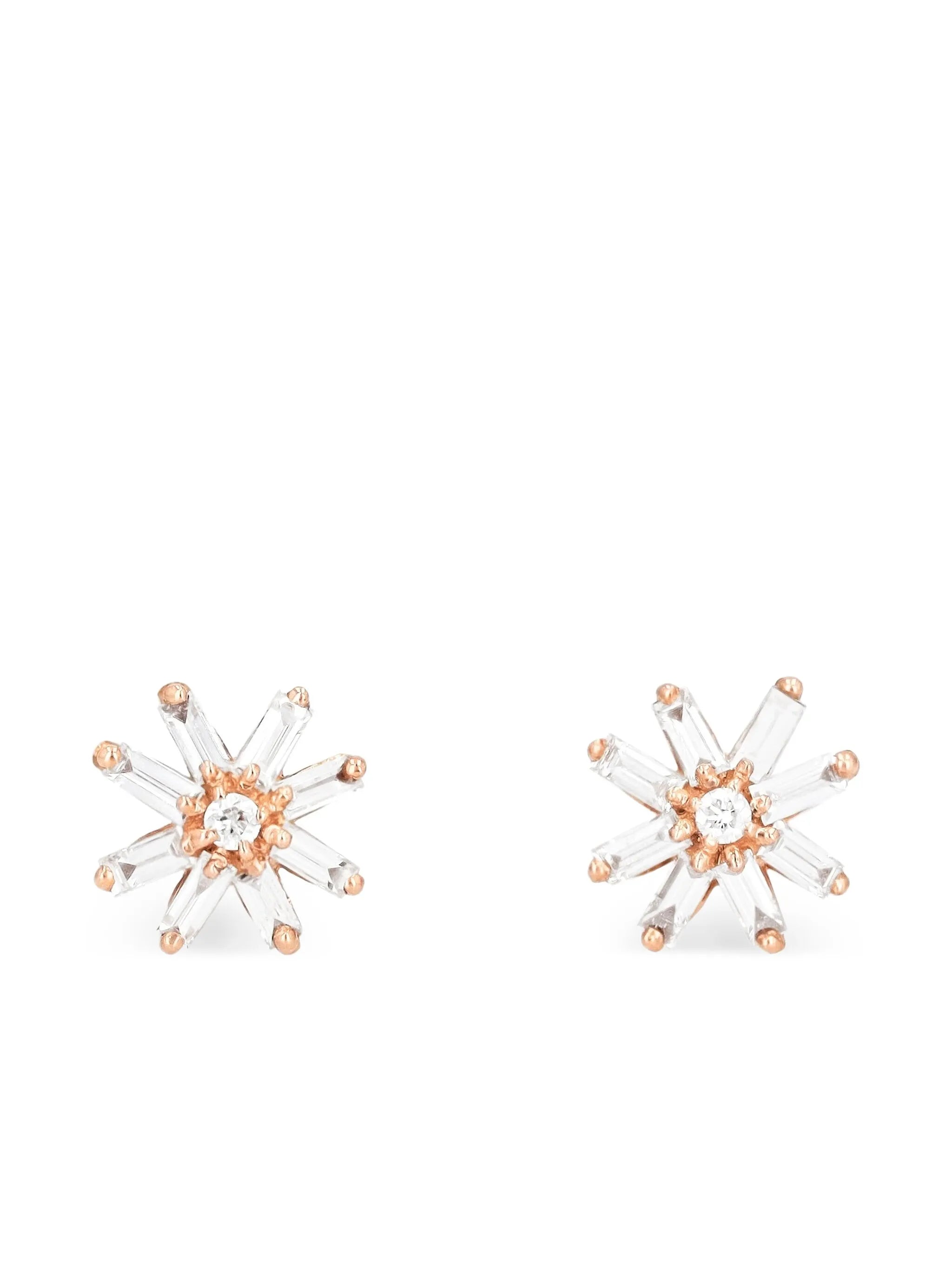 18K rose gold small Starburst diamond studs