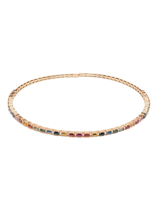18K yellow gold rainbow sapphire choker