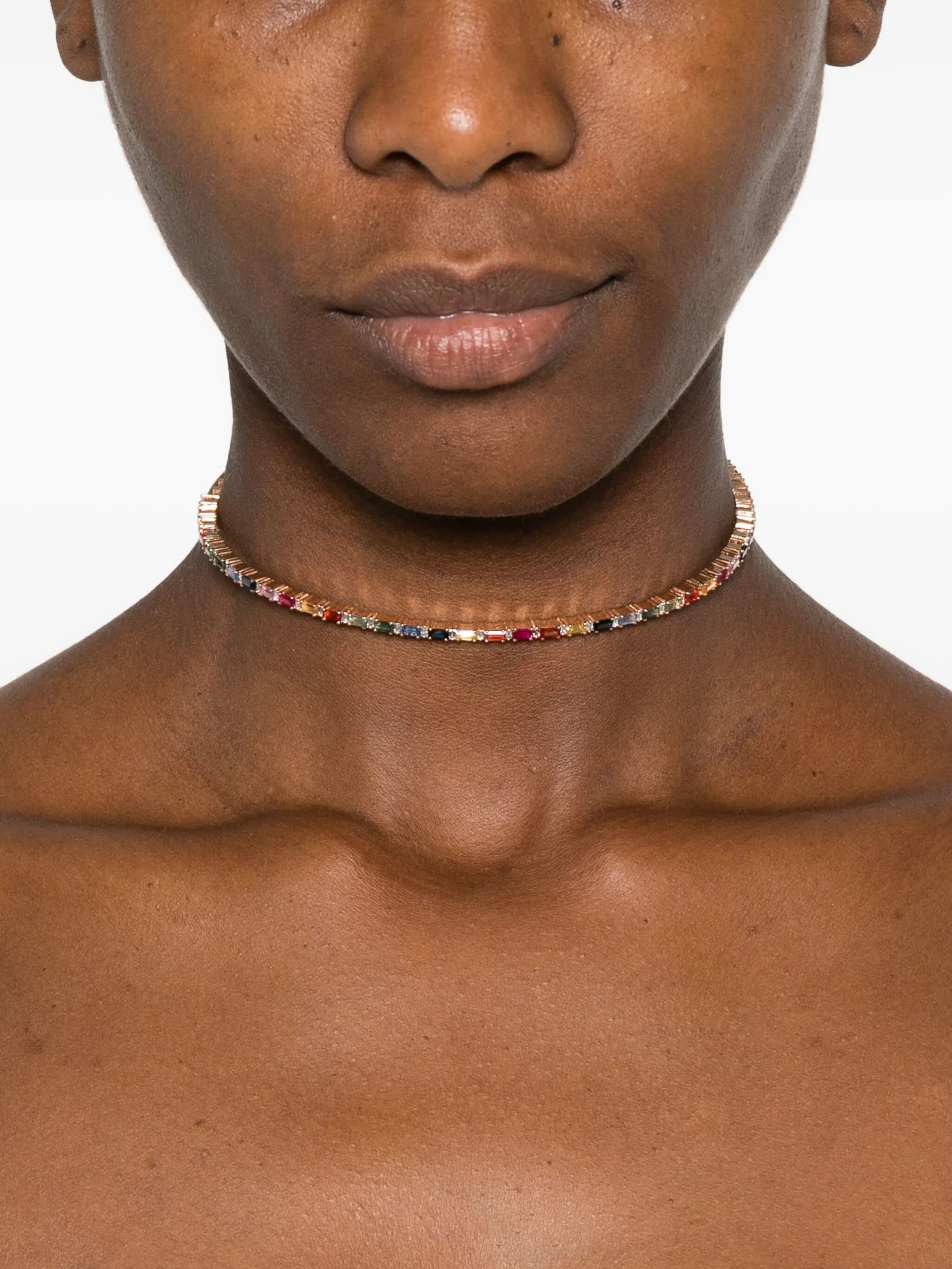 18K yellow gold rainbow sapphire choker
