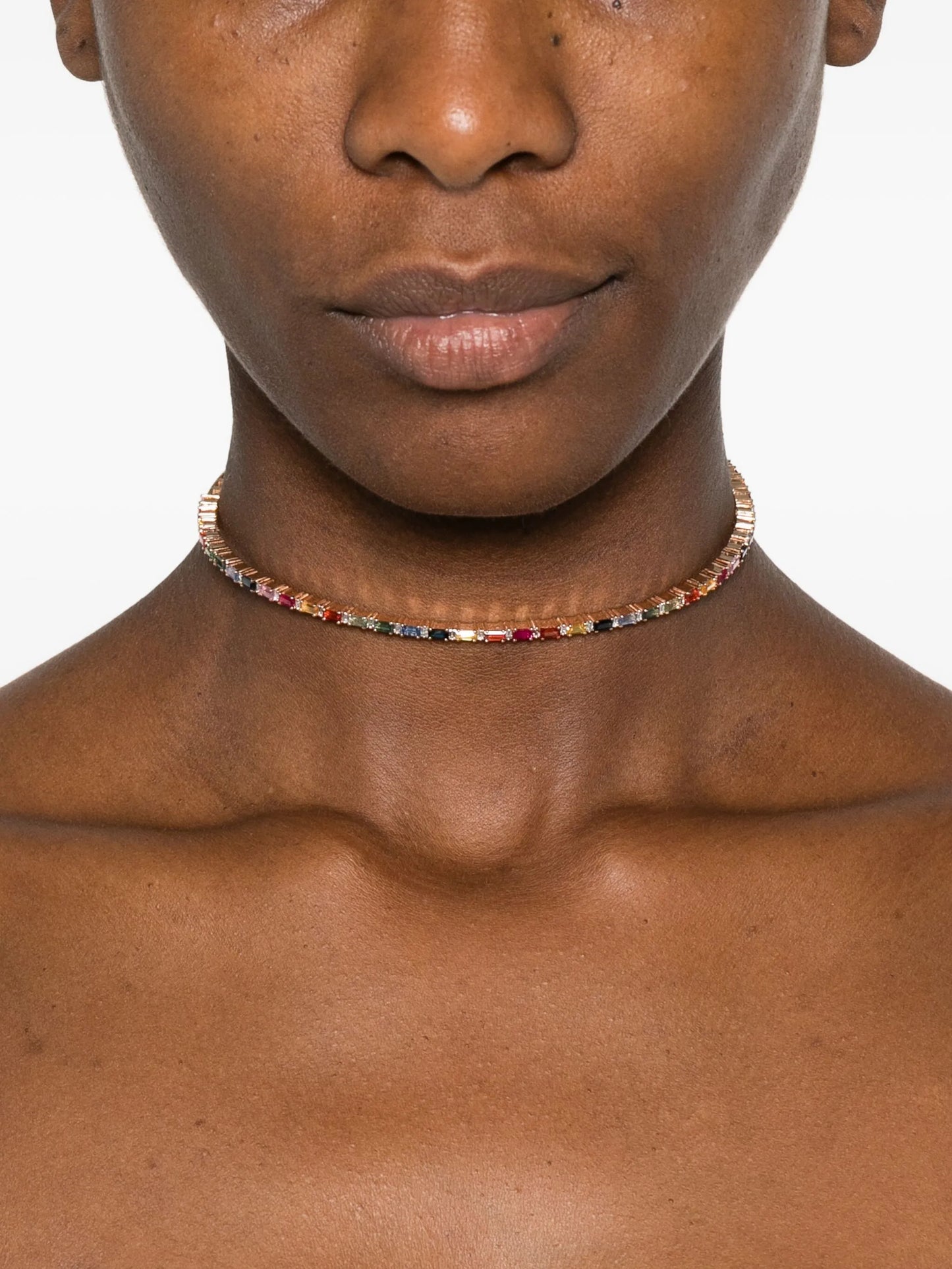 18K yellow gold rainbow sapphire choker