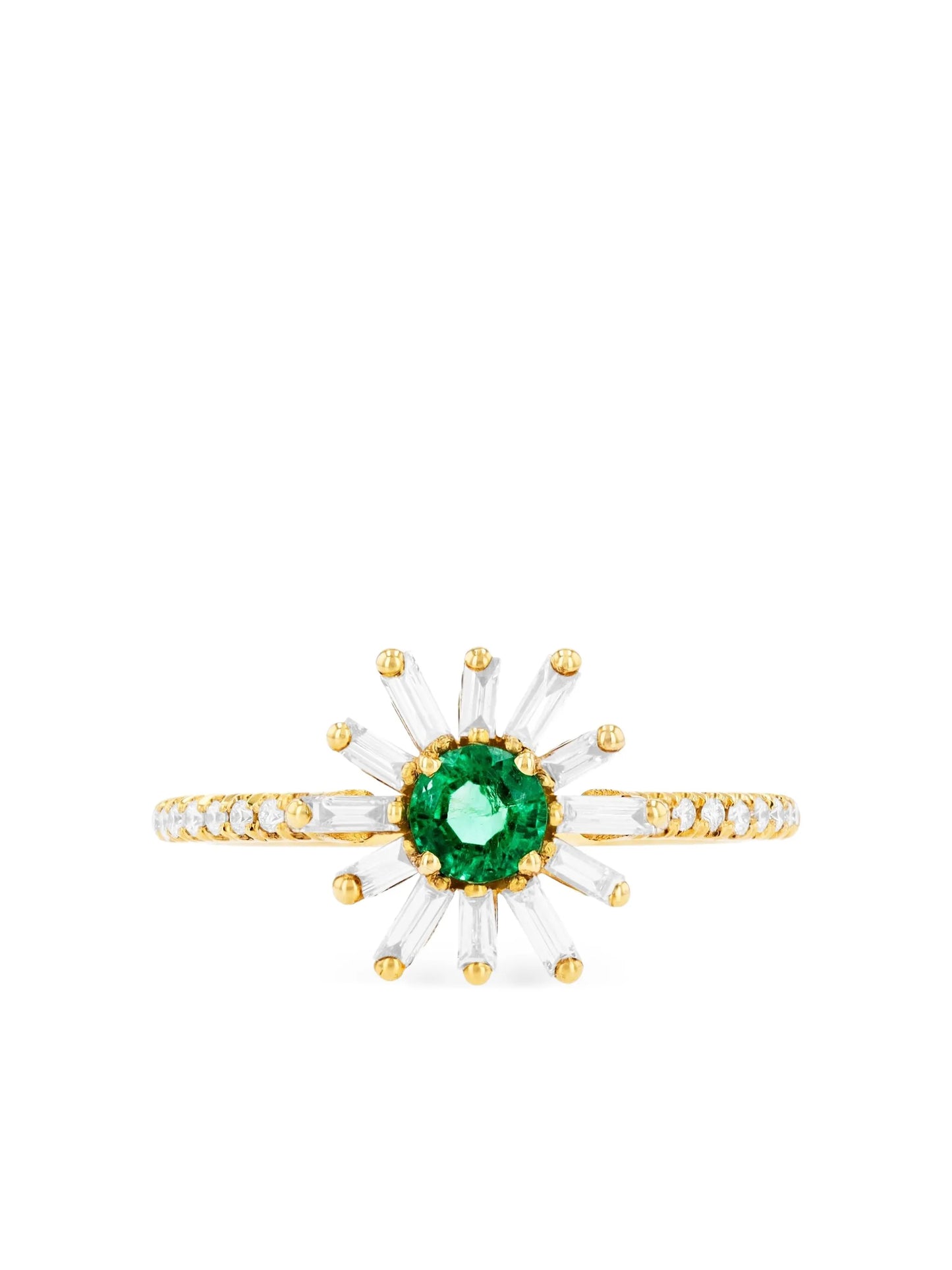 18K yellow gold Flower Spark emerald and diamond ring