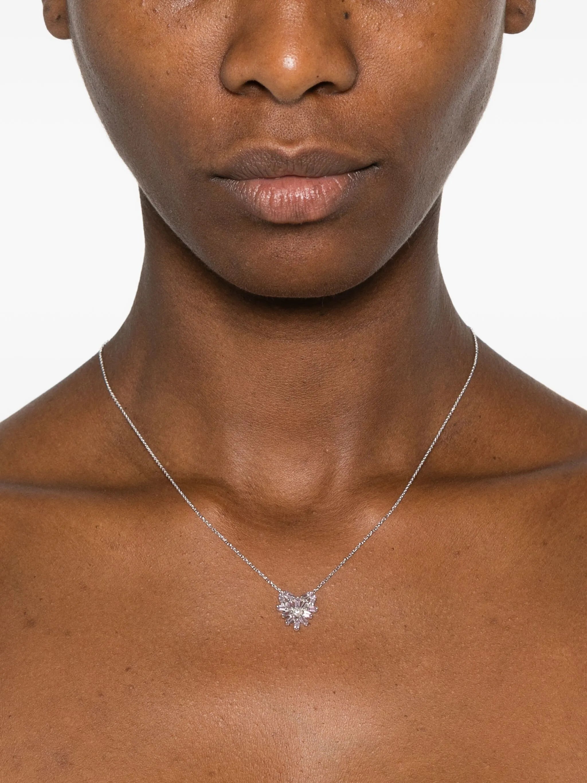 18K white gold small Heart Pendant pink sapphire and diamond necklace