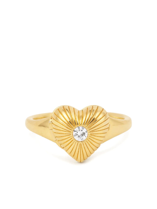 9CT yellow gold heart diamond ring