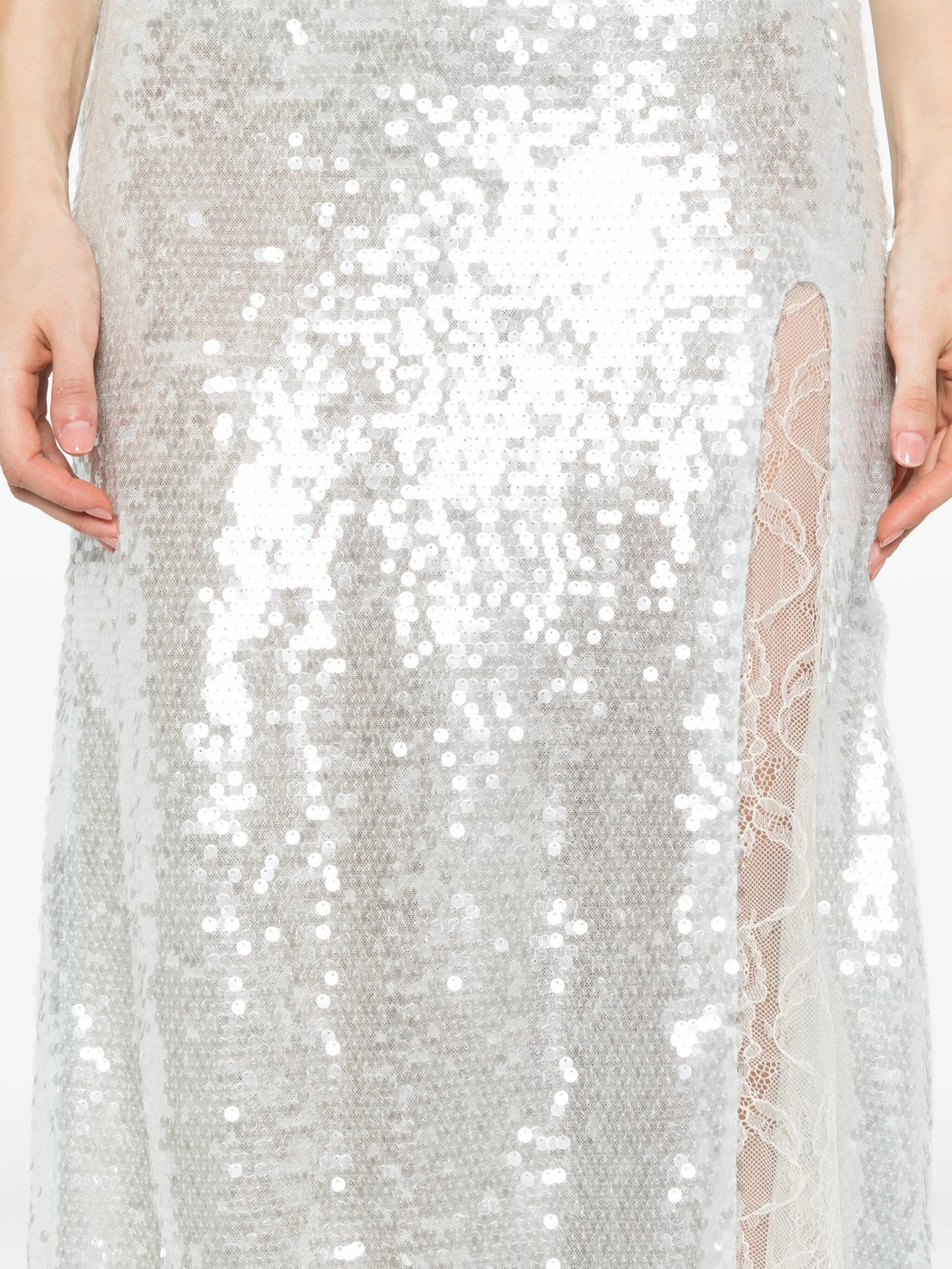 Drama puff-sleeve sequin midi dress