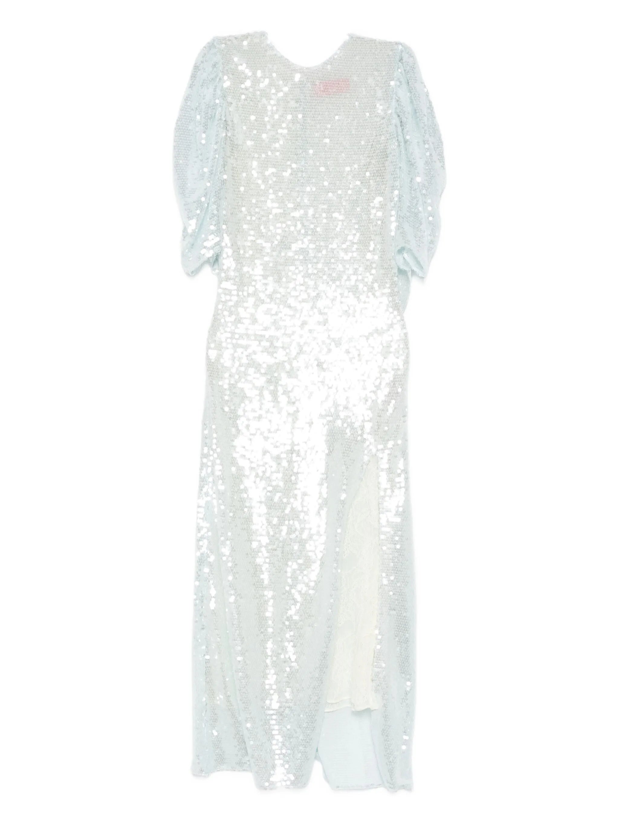 Drama puff-sleeve sequin midi dress