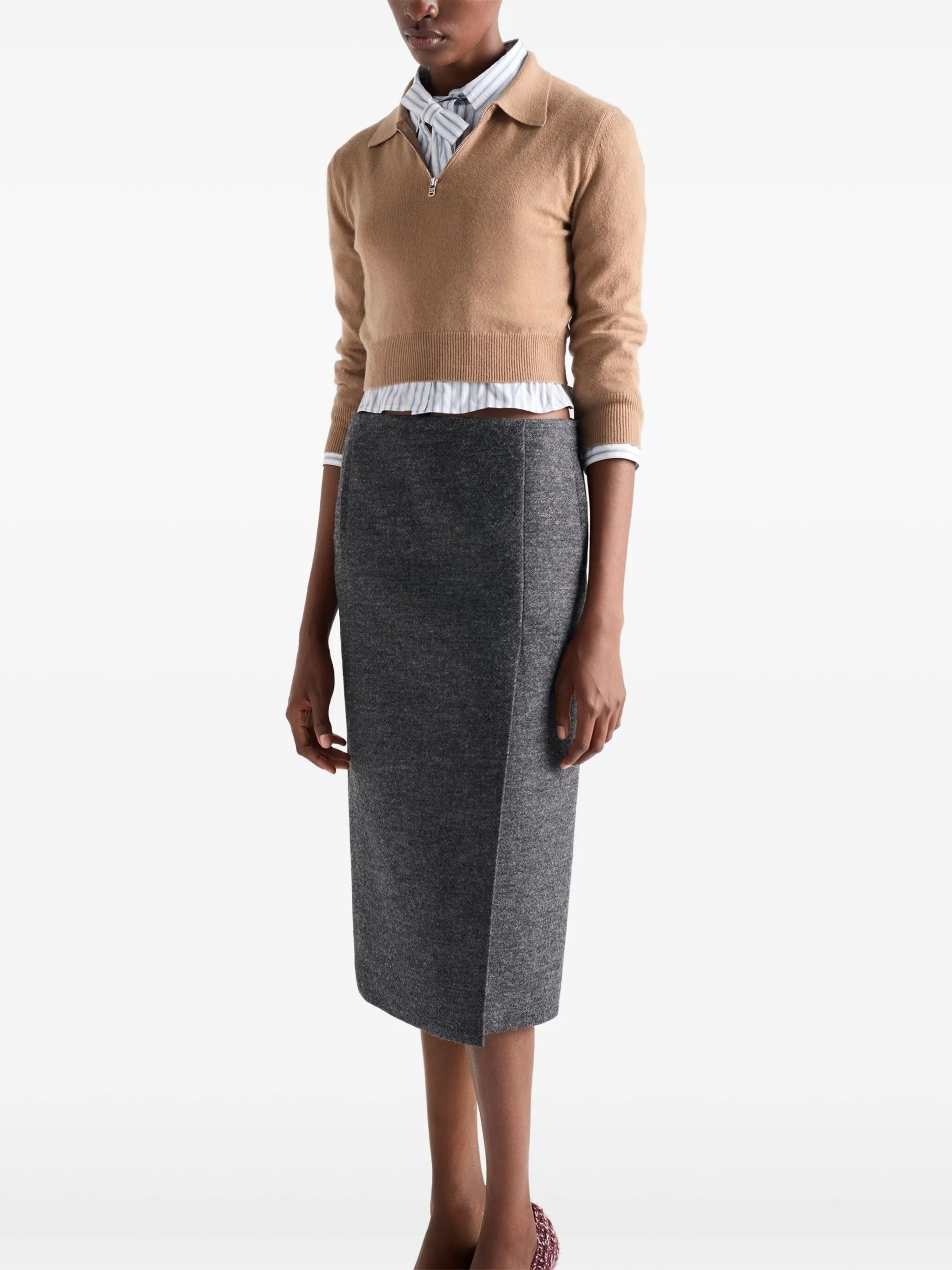 triangle-logo half-zip sweater