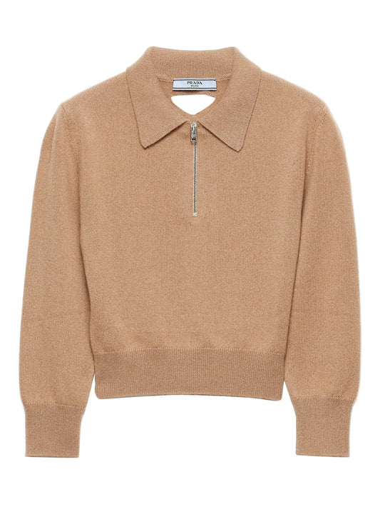 triangle-logo half-zip sweater
