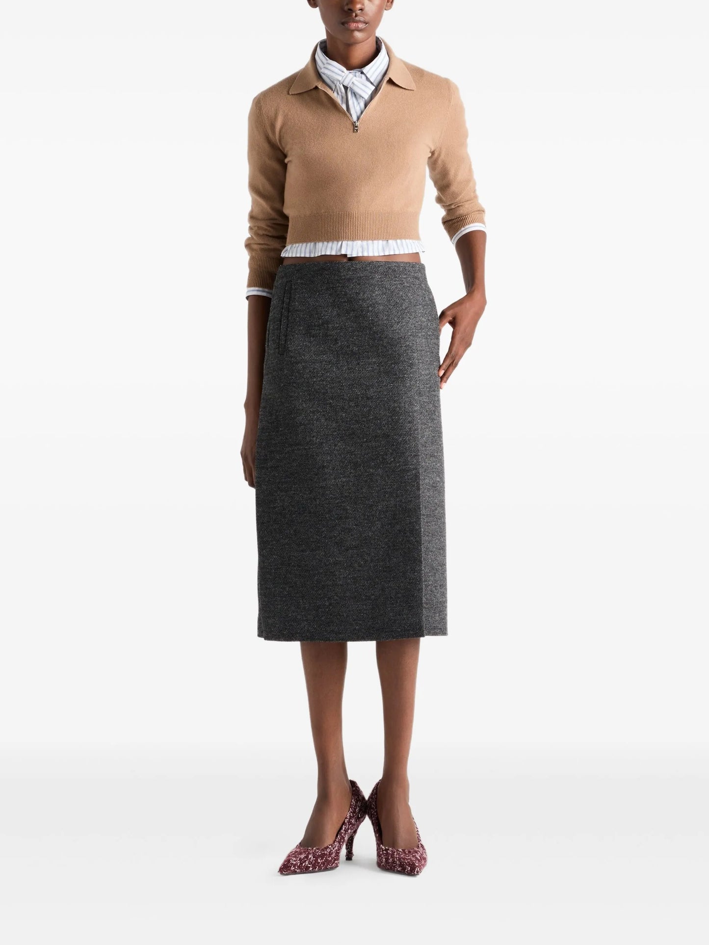 triangle-logo half-zip sweater