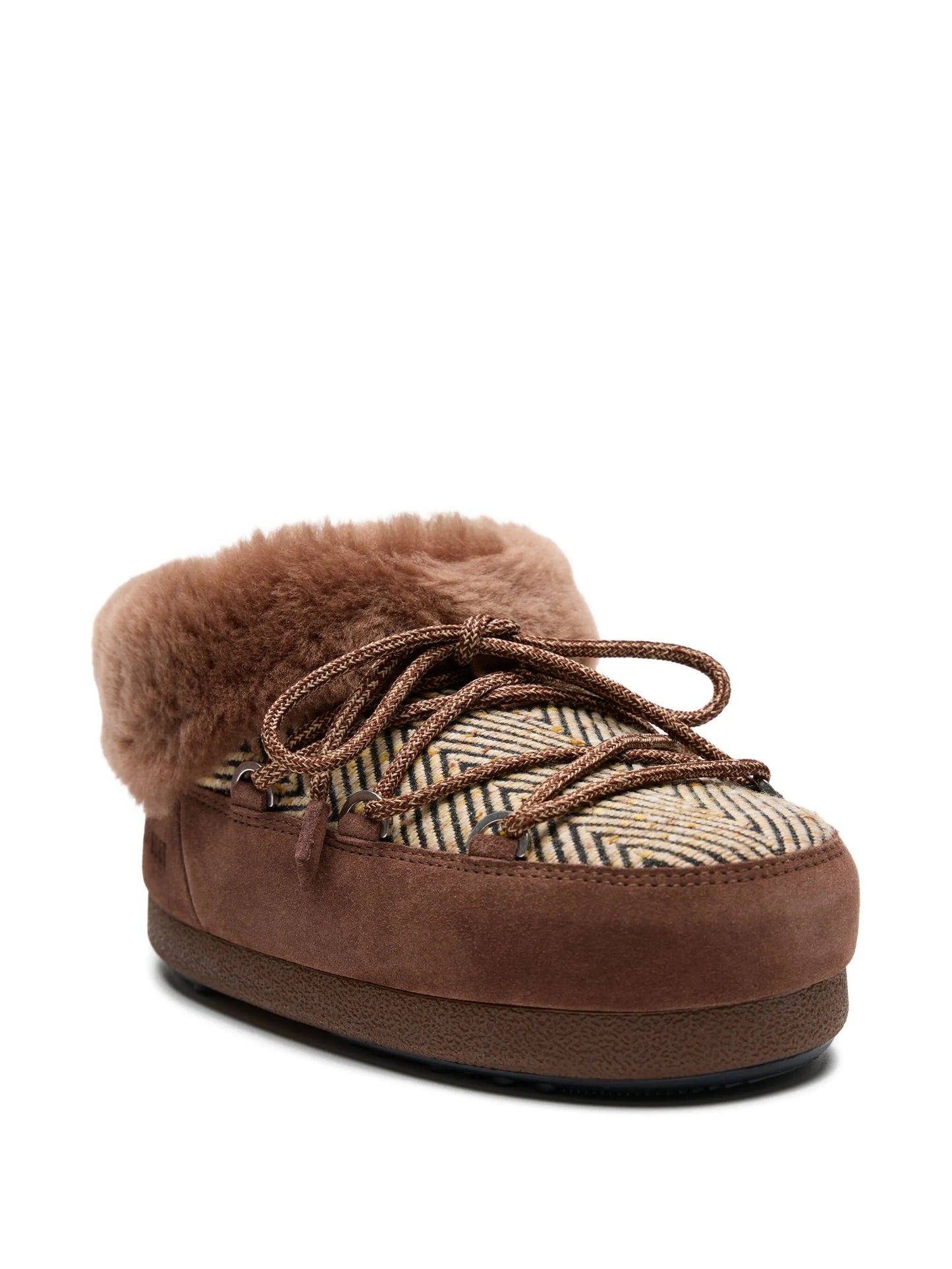 Chalet fur-lined herringbone mules