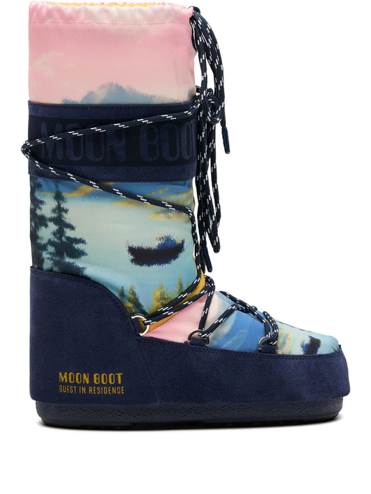 Icon Dragon landscape-print lace-up boots