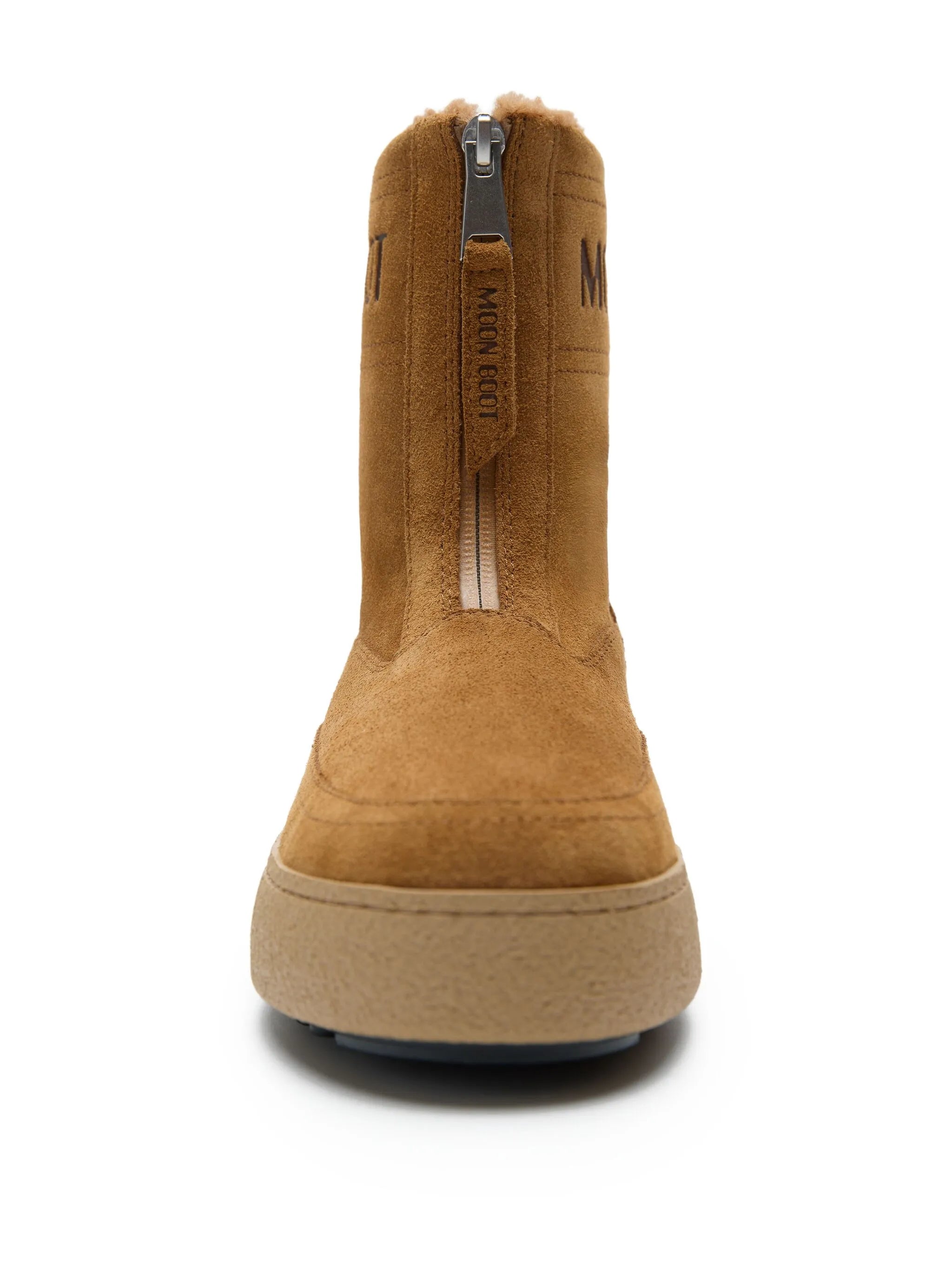 zip-front suede boots