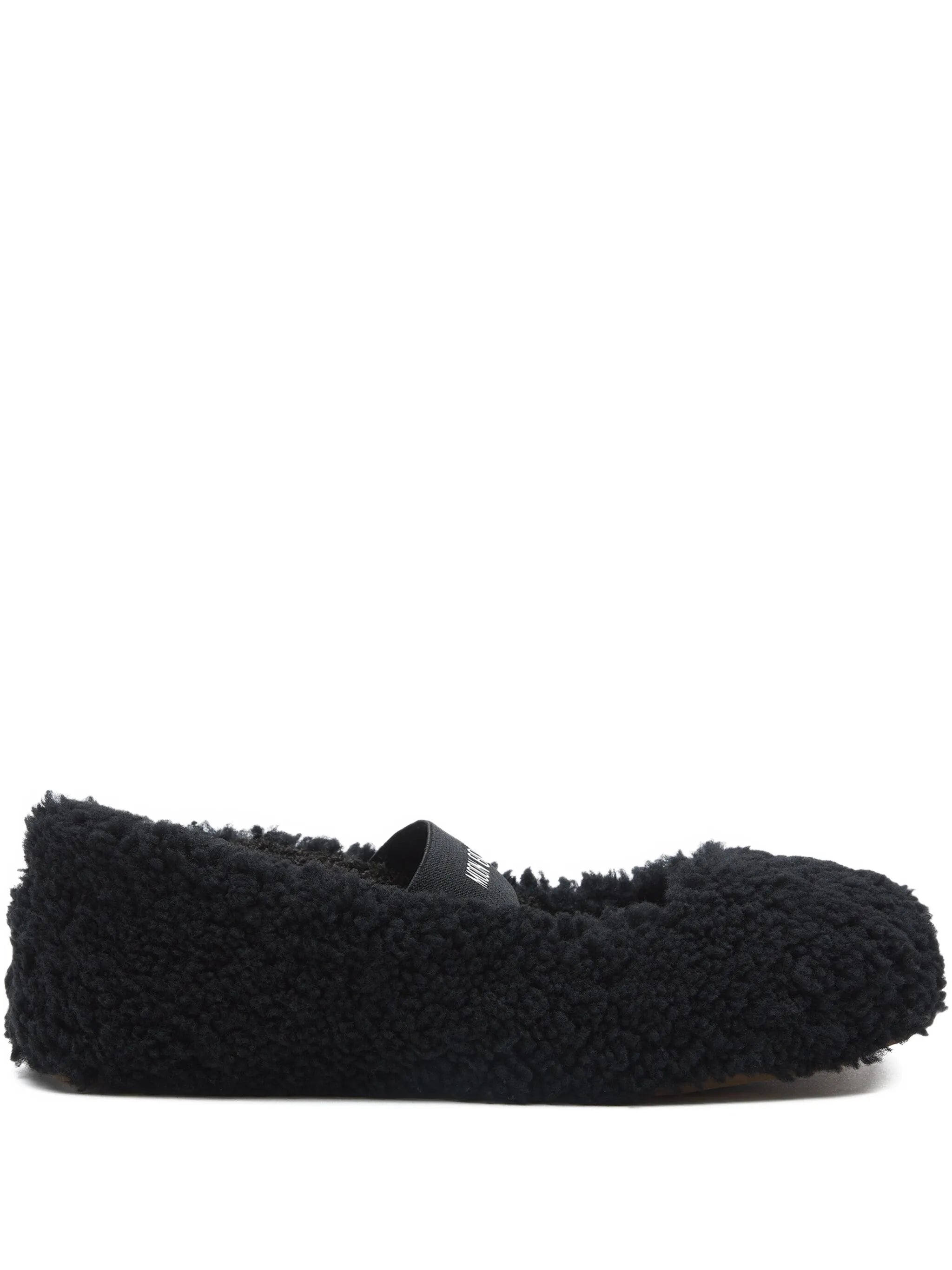 shearling logo-strap ballet flats