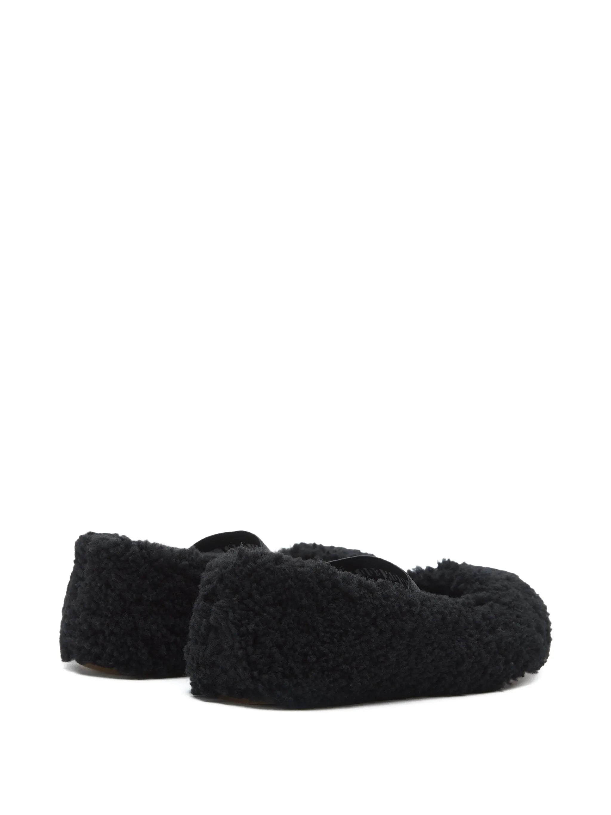 shearling logo-strap ballet flats