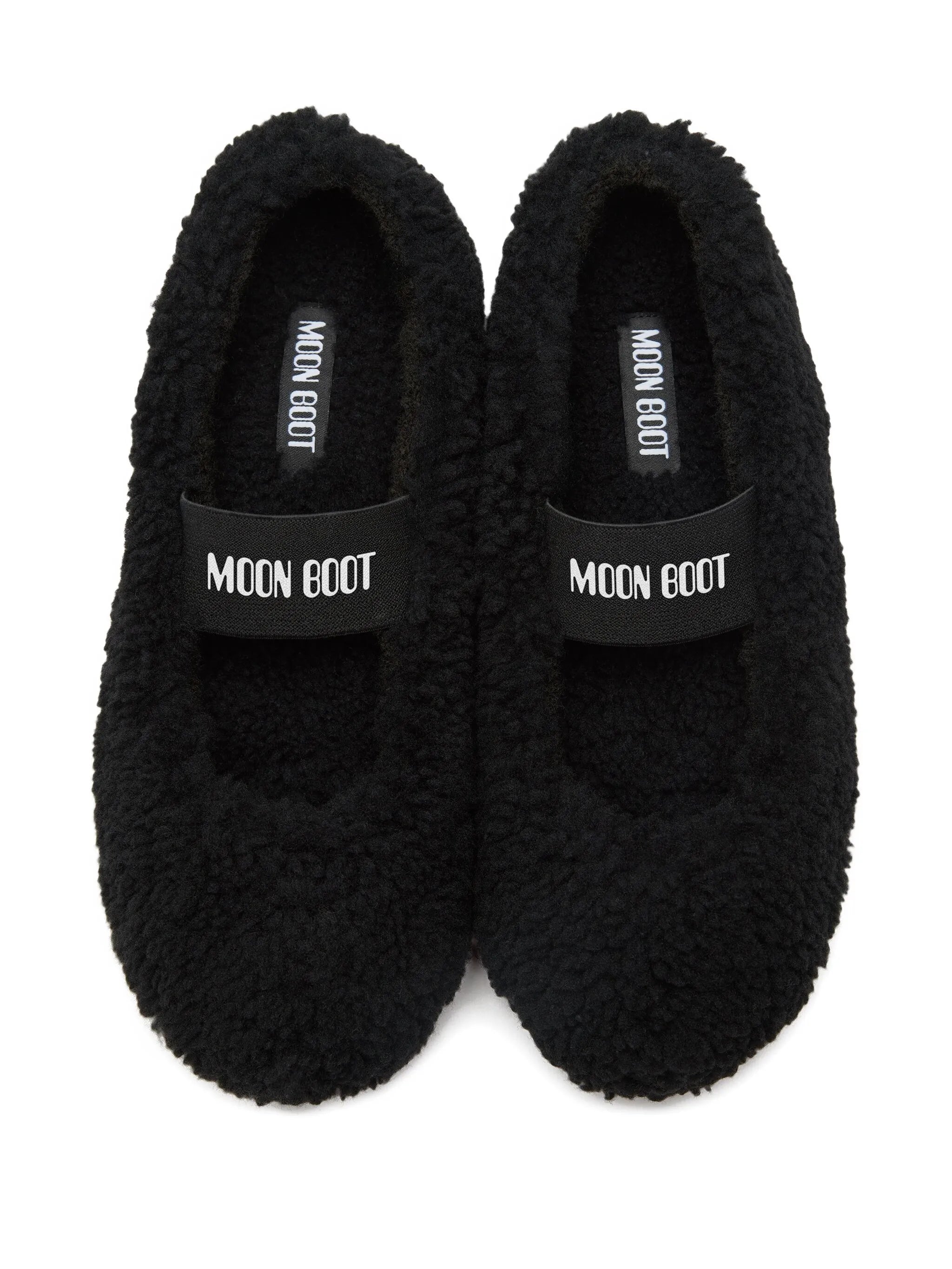 shearling logo-strap ballet flats