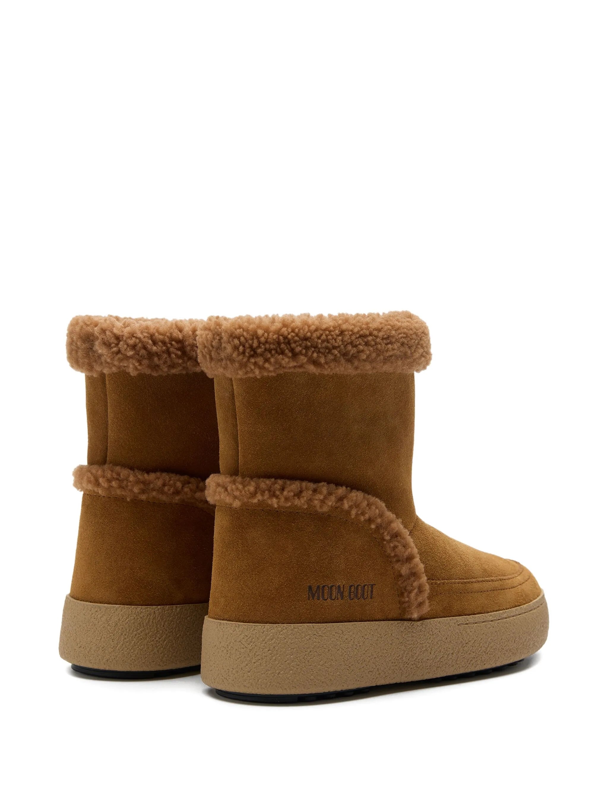shearling-trimmed suede boots