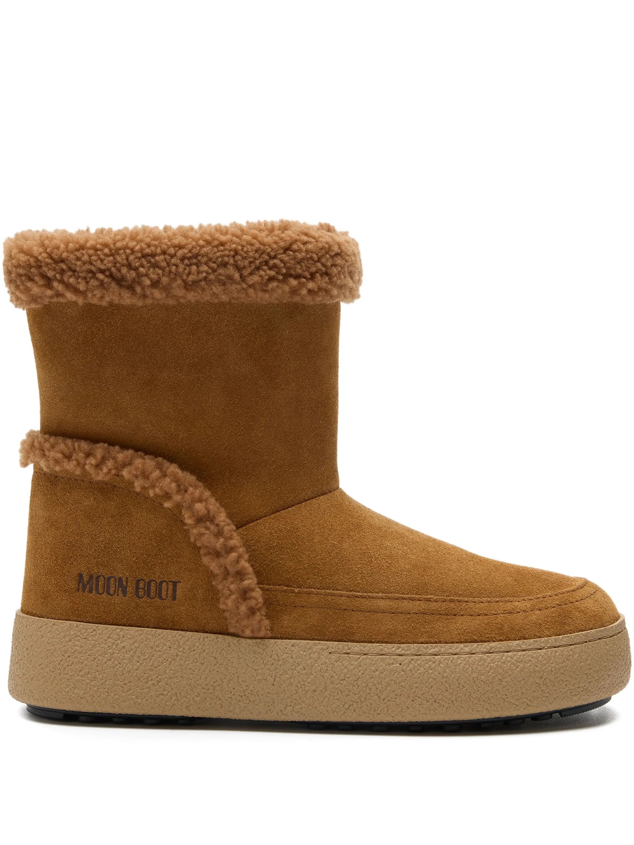 shearling-trimmed suede boots