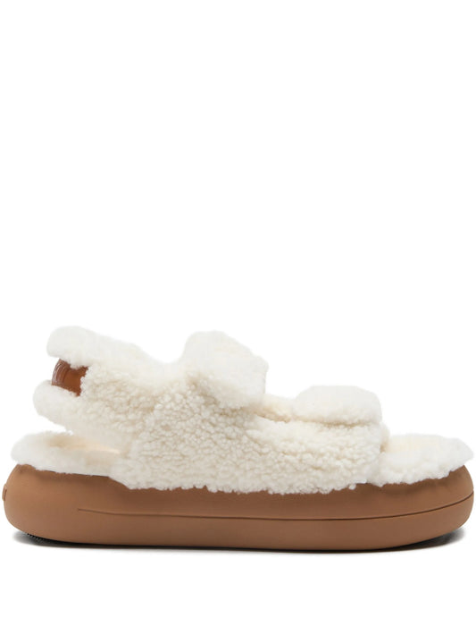 shearling double-strap sandals