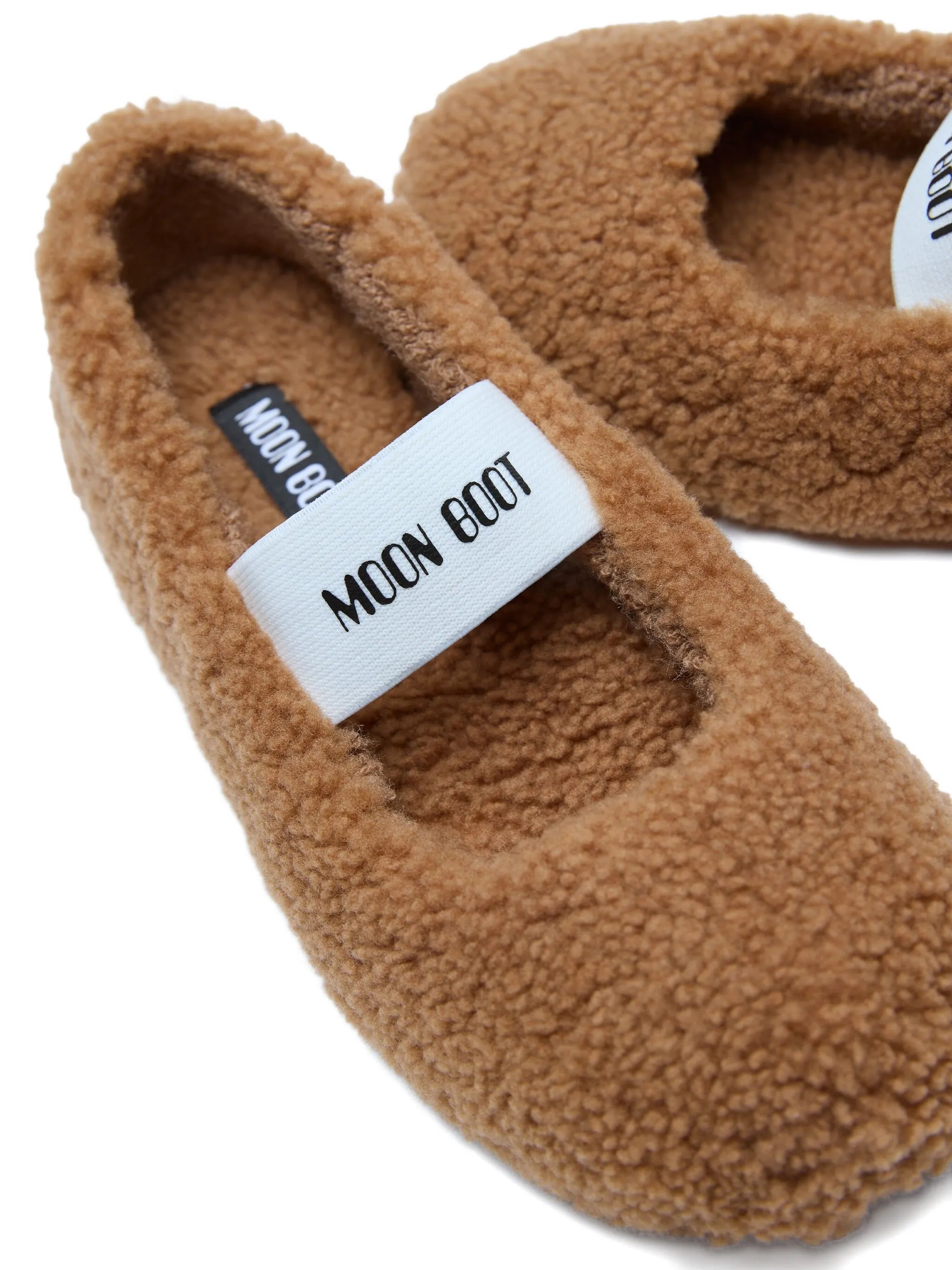 shearling logo-strap ballet flats