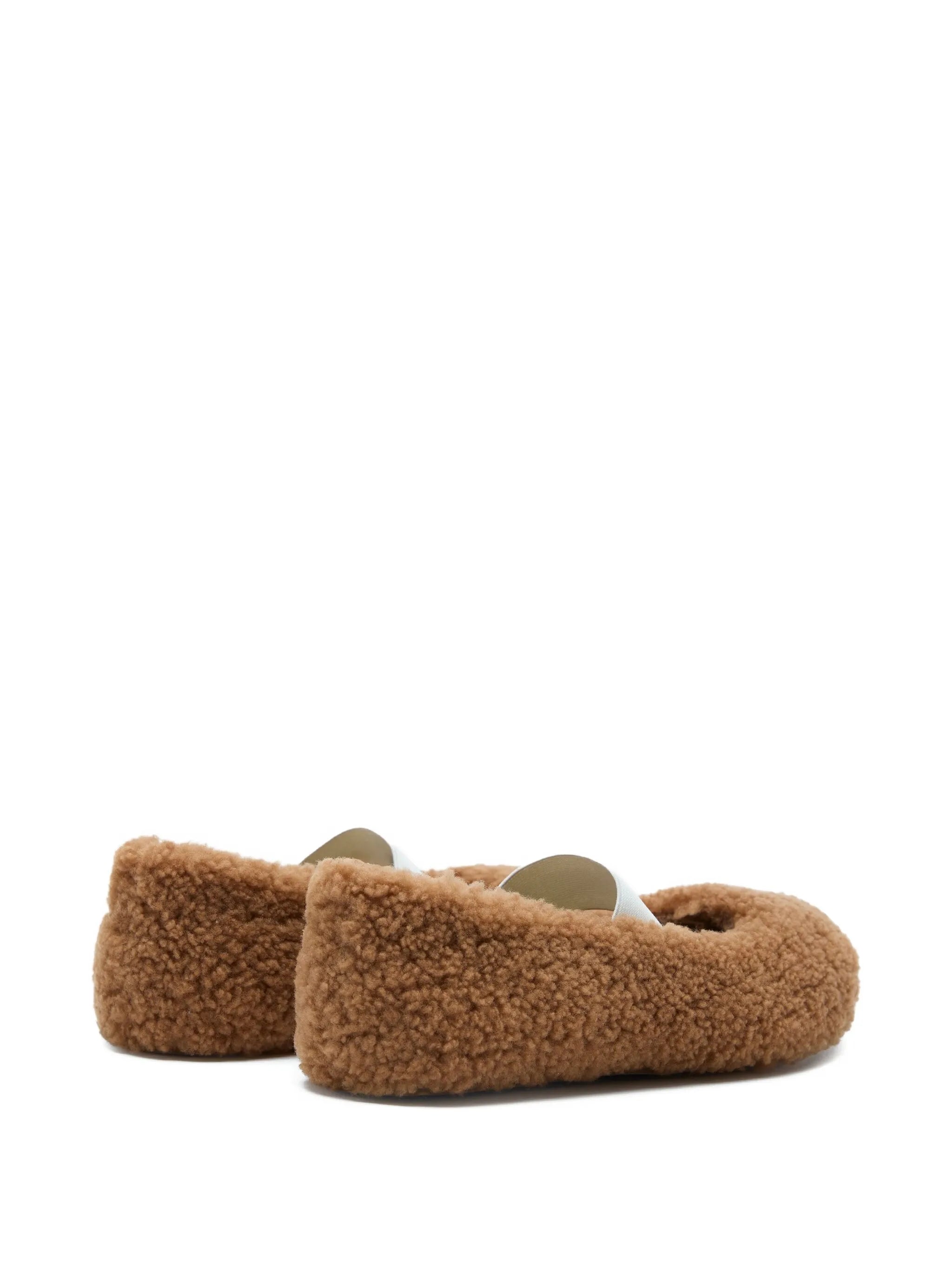 shearling logo-strap ballet flats
