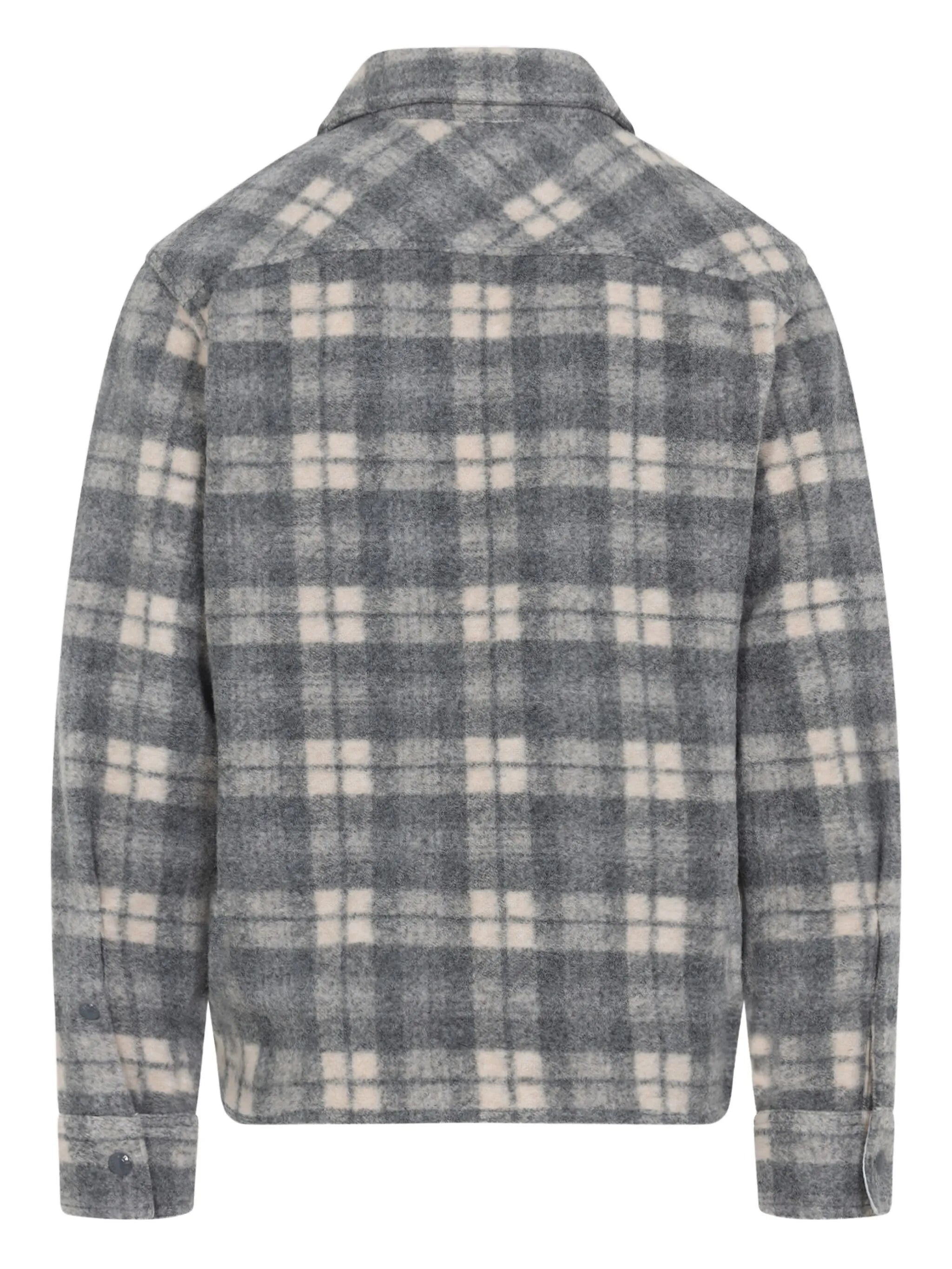 checked-print zip-up shirt jacket