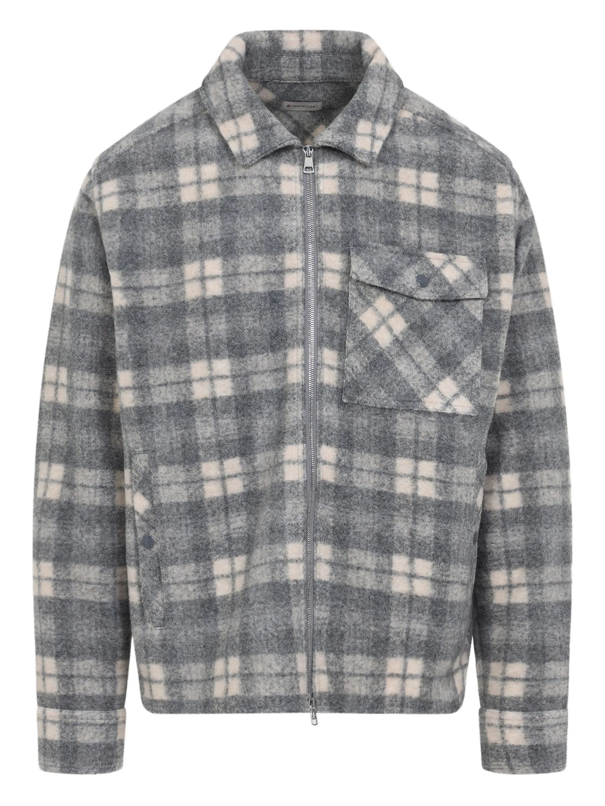 checked-print zip-up shirt jacket