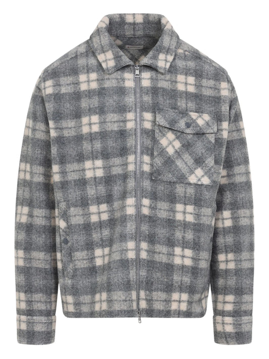 checked-print zip-up shirt jacket