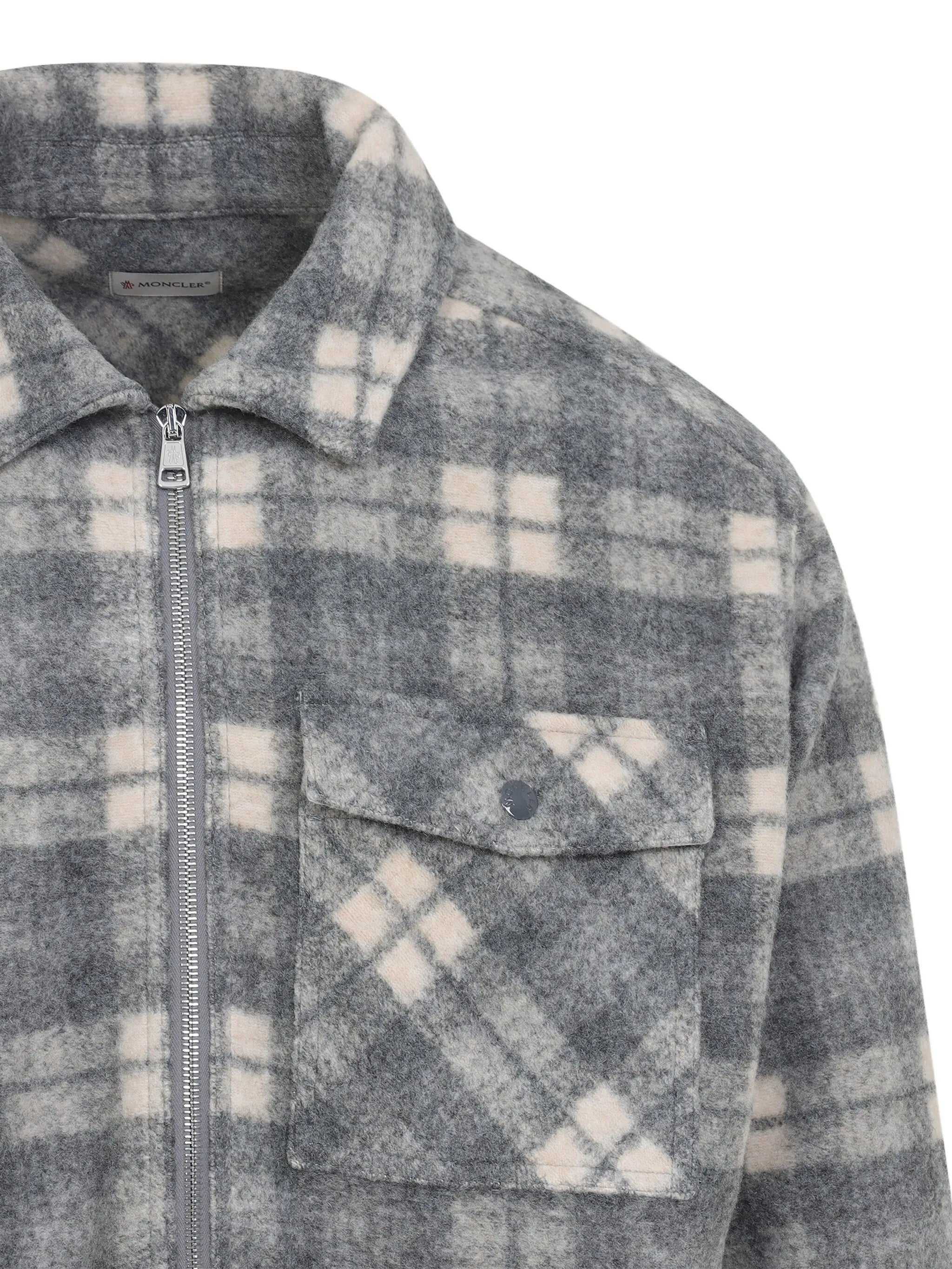 checked-print zip-up shirt jacket