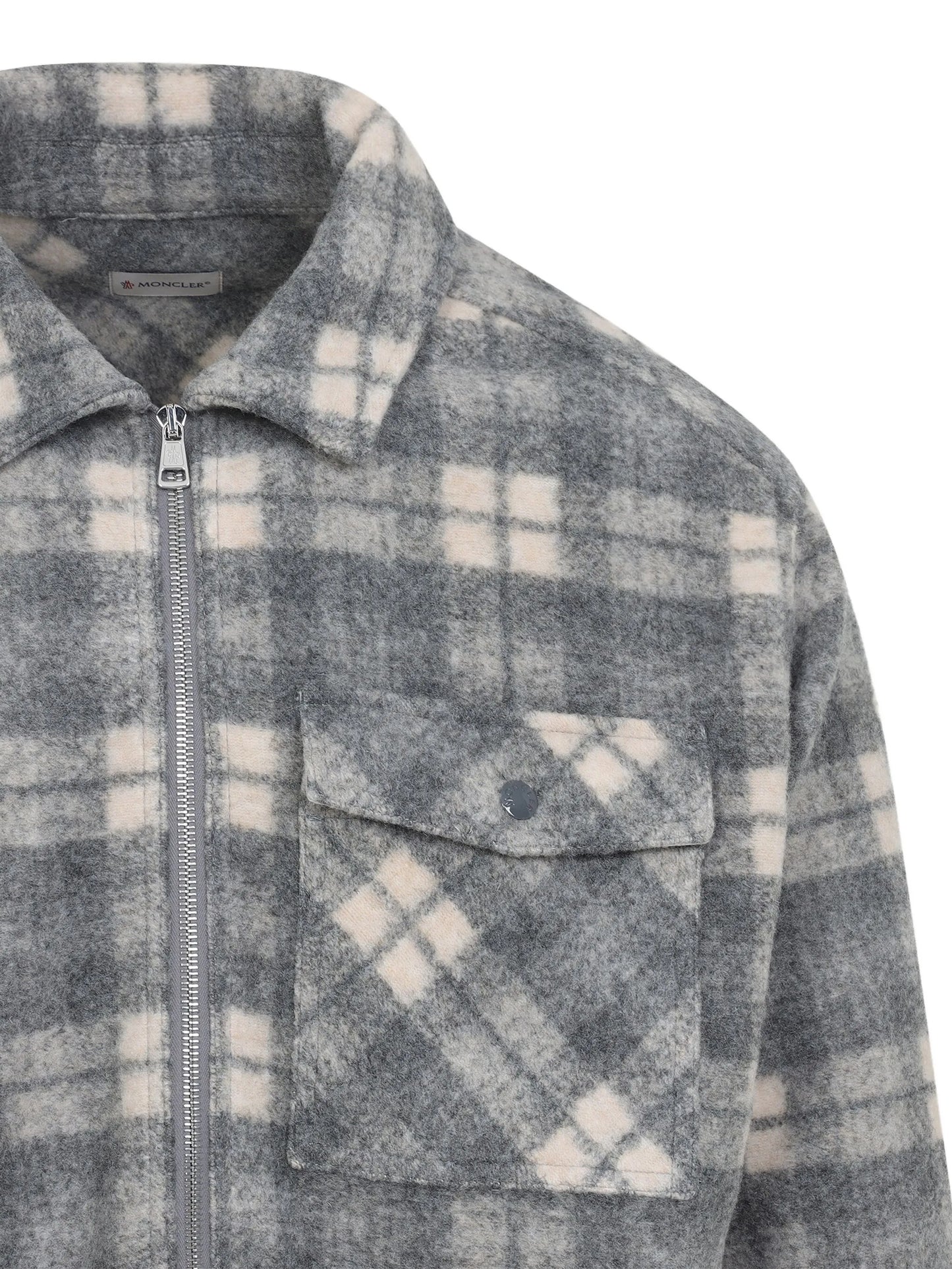 checked-print zip-up shirt jacket