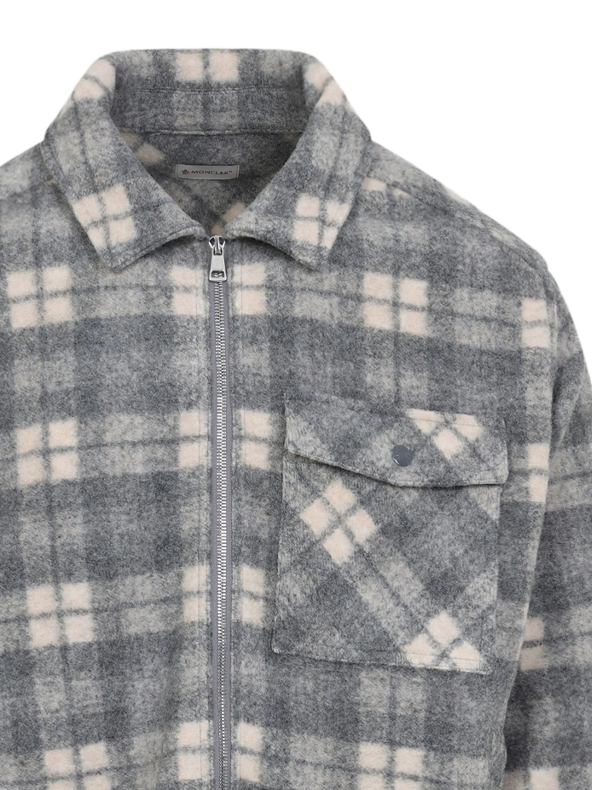 checked-print zip-up shirt jacket